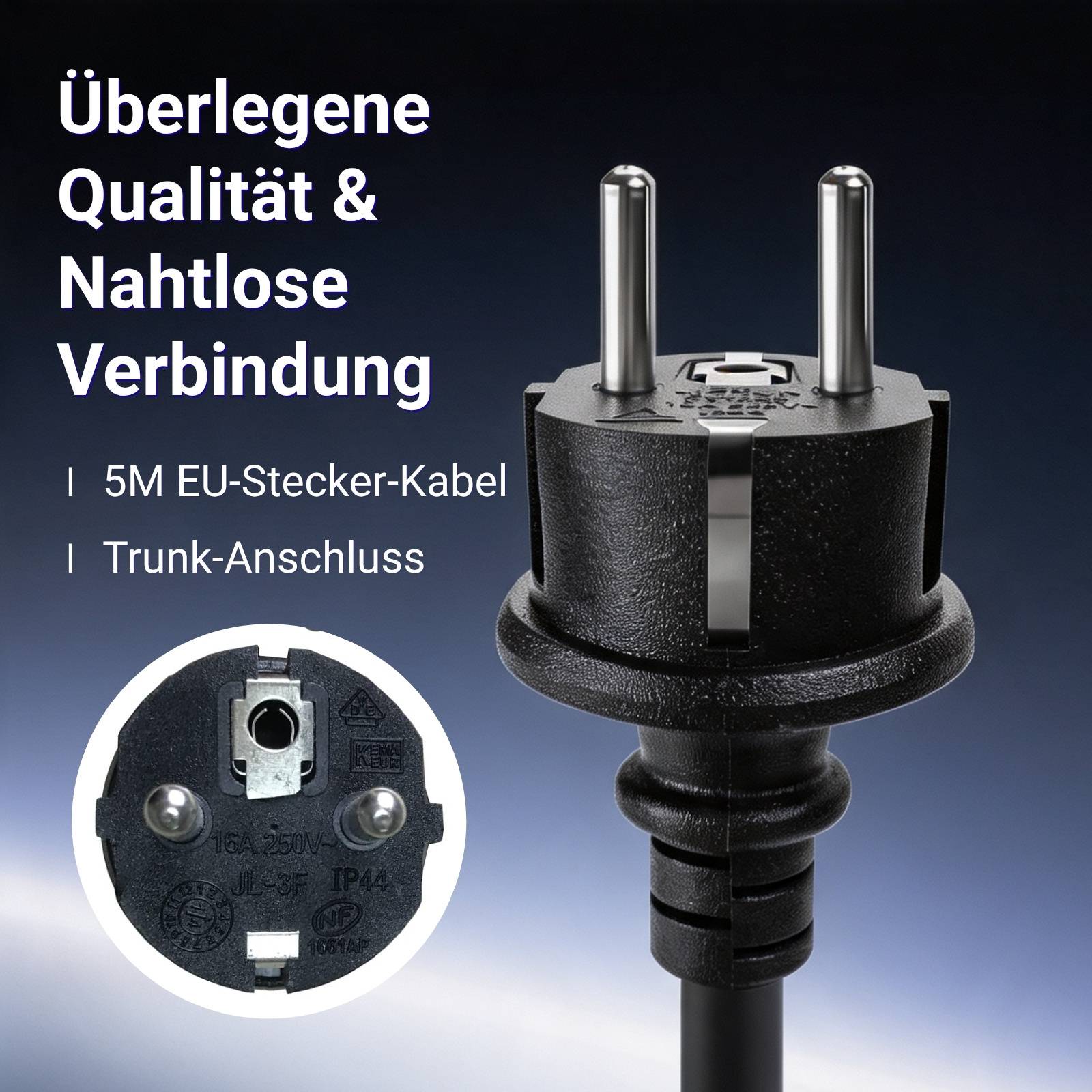 NEP 5 m Endkabel mit EU-Stecker (BQ-Stecker) für BDM-Mikrowechselrichter 1000 W / 1600 W