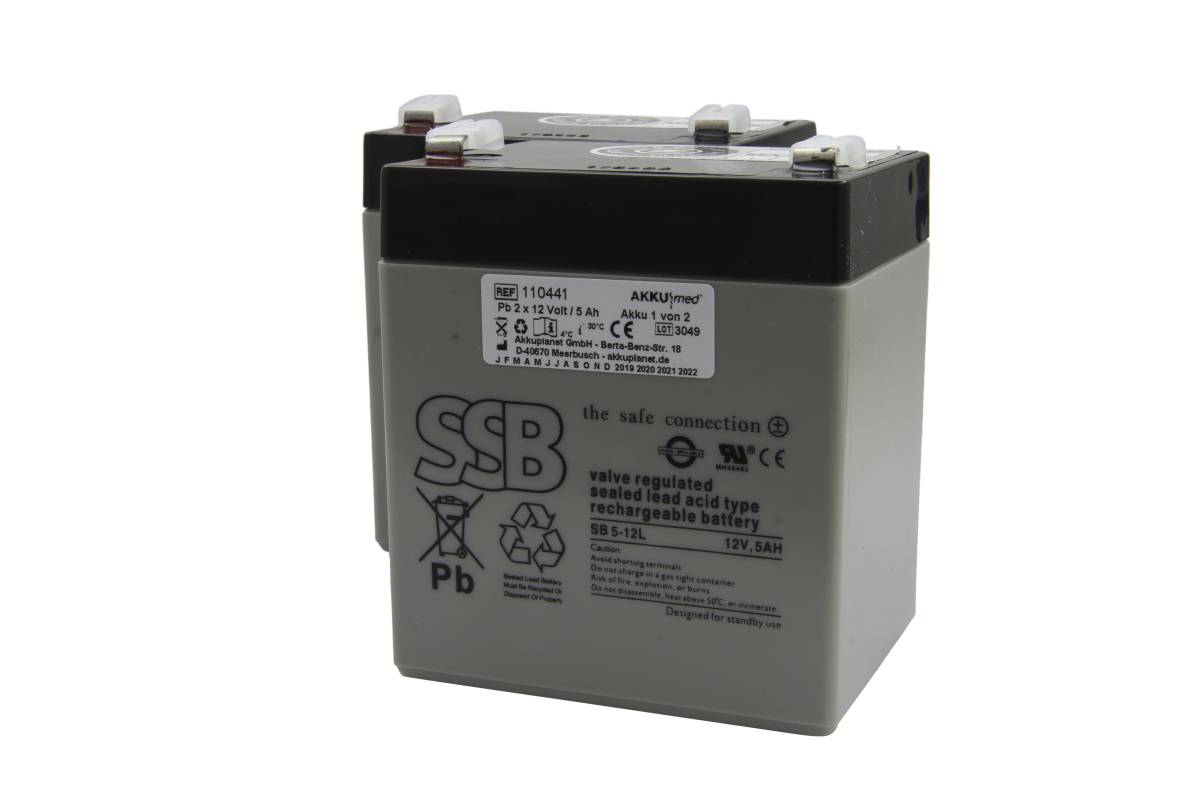 AKKUmed Blei Akkueinsatz passend für AKS Lifter Typ Foldy, Dualo, Clino, Typ 89070/ 89154 - 12 V 5000 mAh 90x70x107 mm