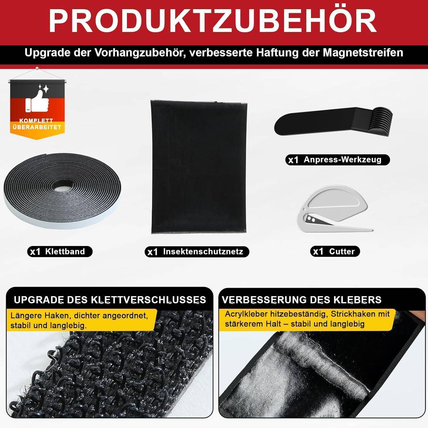 2x Fliegengitter Fenster 150x180cm Schwarz Zuschneidbar Ohne Bohren Klettband