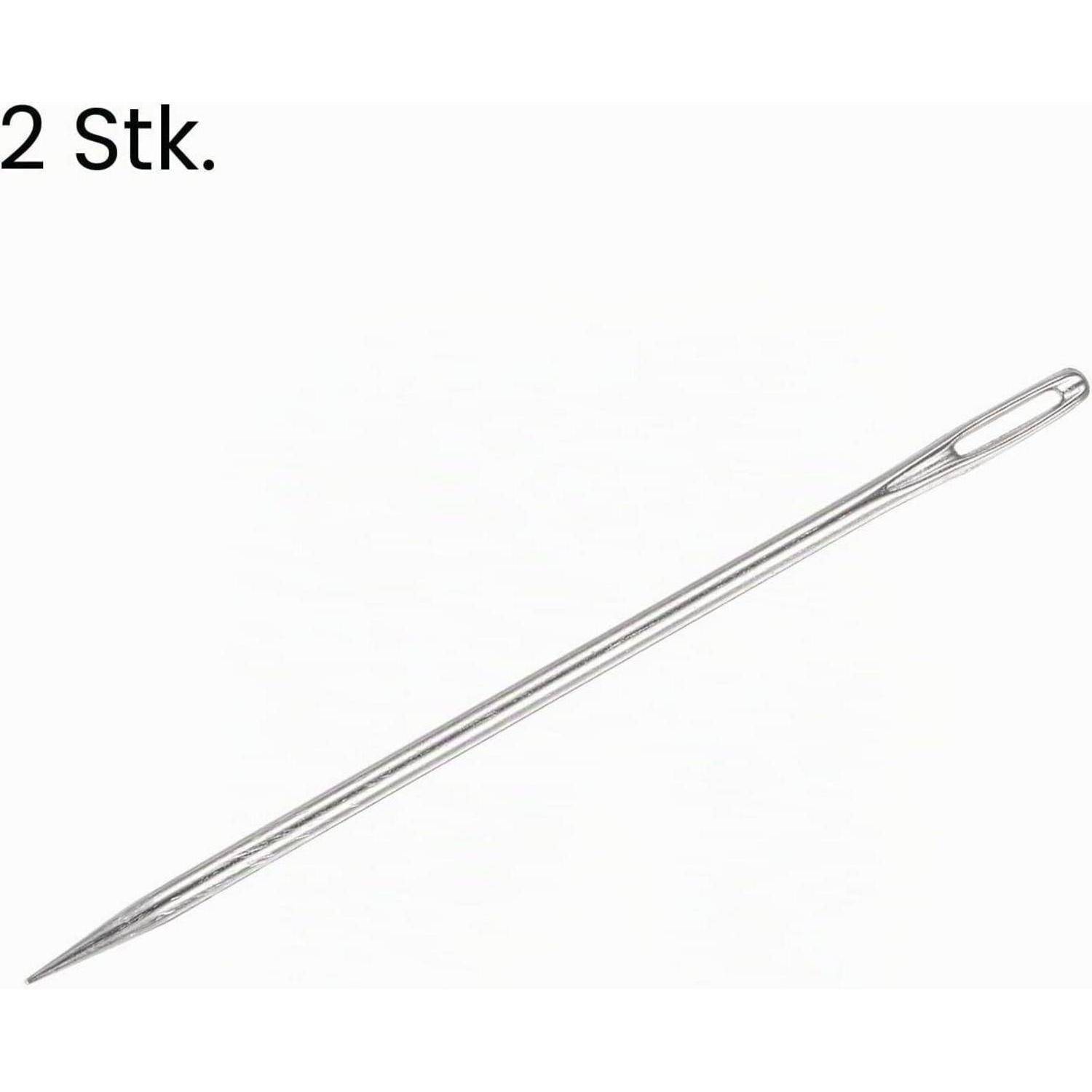 Packung mit 2 Edelstahlnähnadeln auf einfachem weißem Hintergrund, mit „2 Stk.