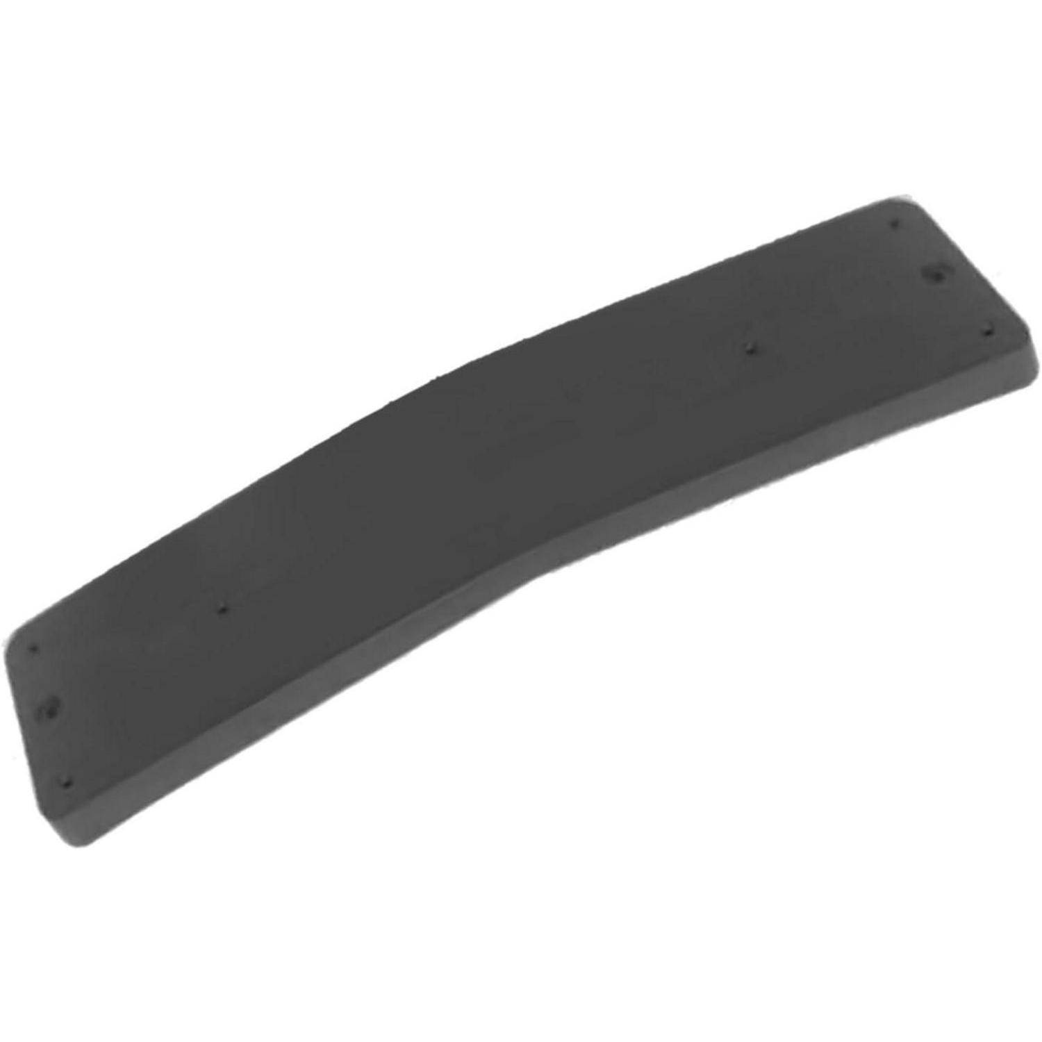 Gekrümmtes schwarzes rechteckiges Gerätebauteil mit abgerundeten Enden und kleinen Befestigungslöchern, dargestellt auf weißem Hintergrund.