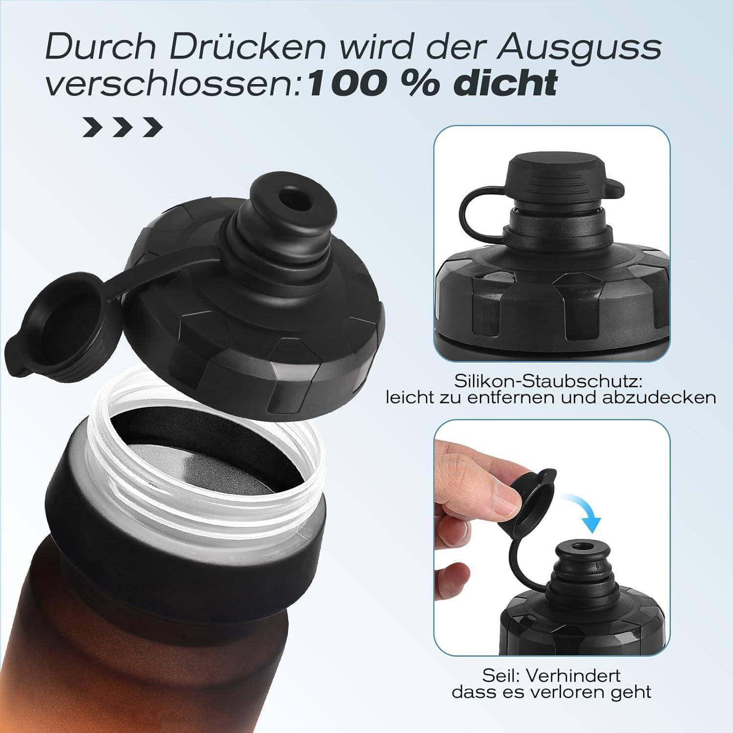 Fahrrad-Flaschenhalter mit Trinkflasche Set 650ml Schwarz+SchwarzOrange