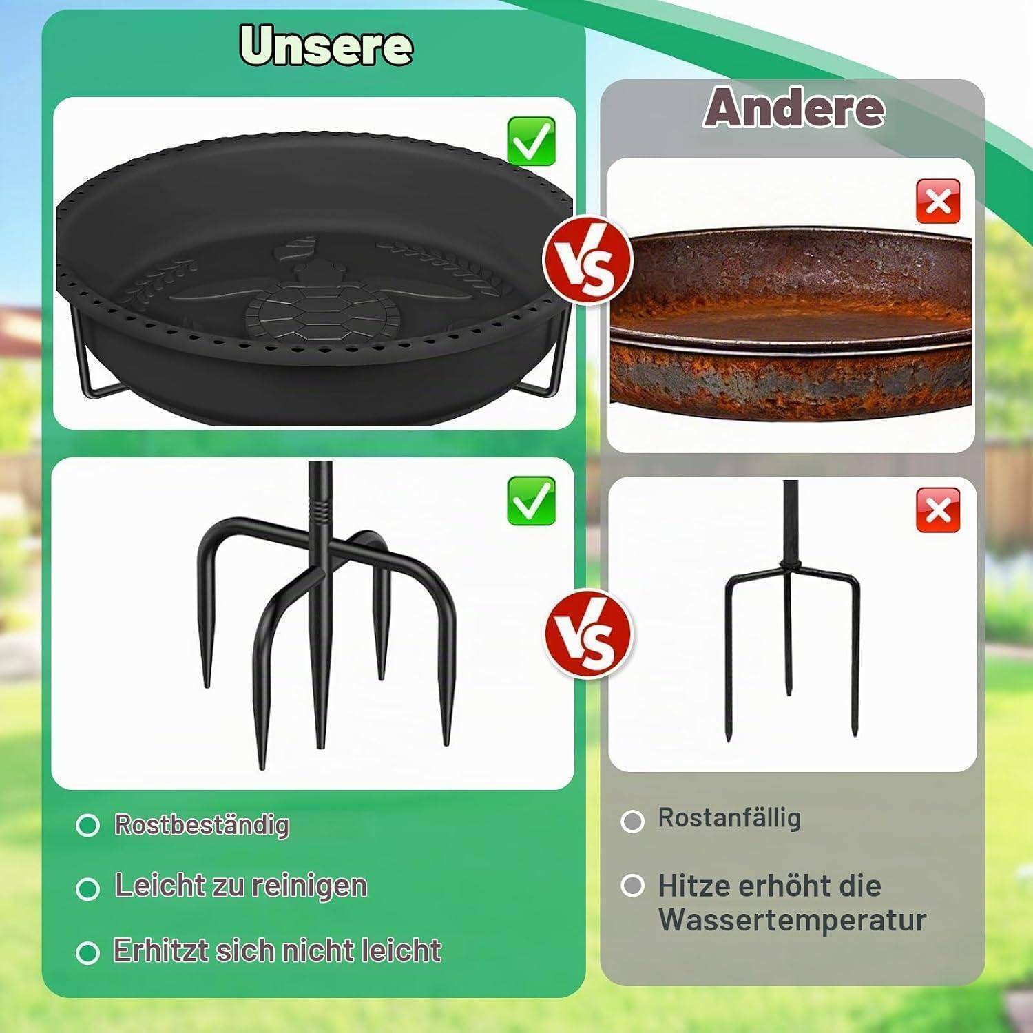 Vogeltränke stehend mit abnehmbarer Wanne, 2-in-1 Funktion, Schwarz