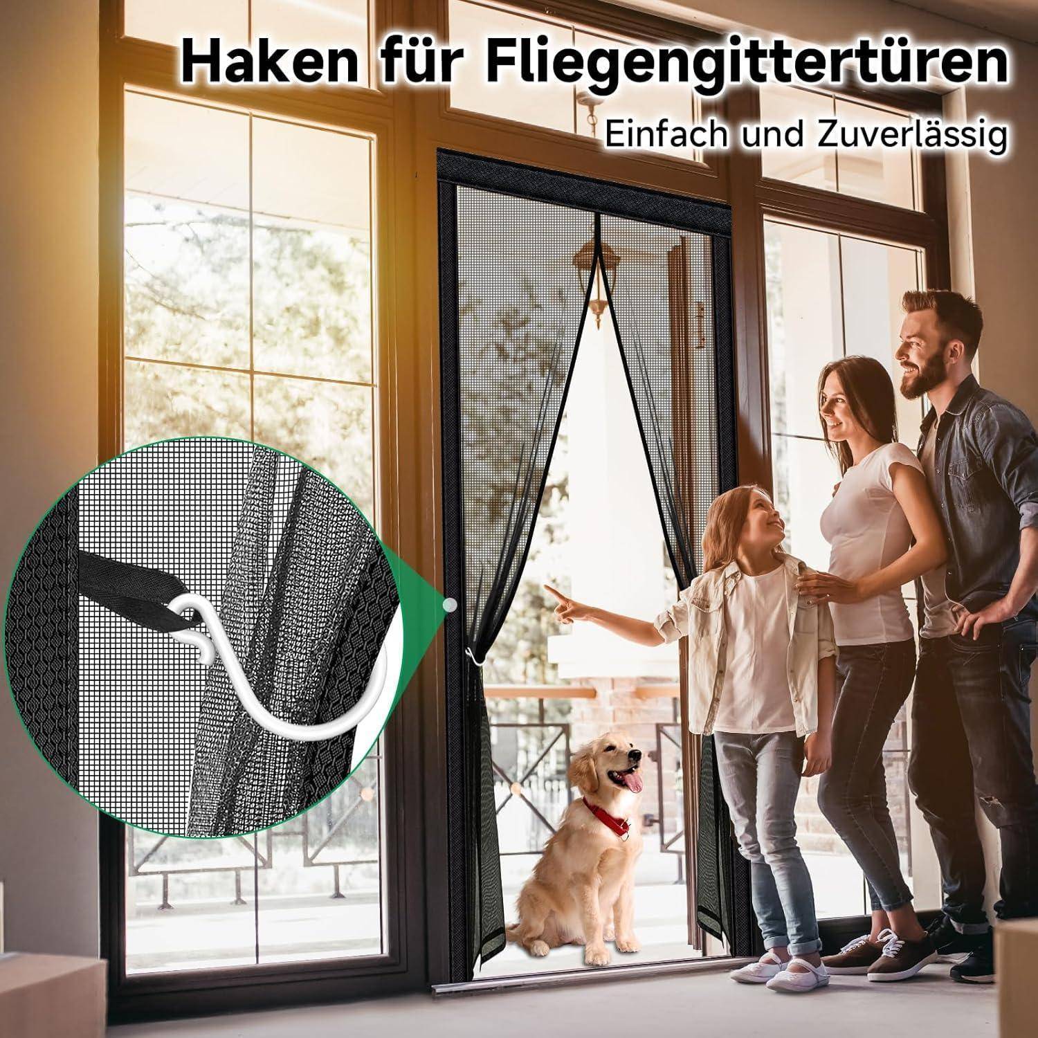 Fliegengitter Balkontür 100x210cm Schwarz Magnetverschluss Glasfaser