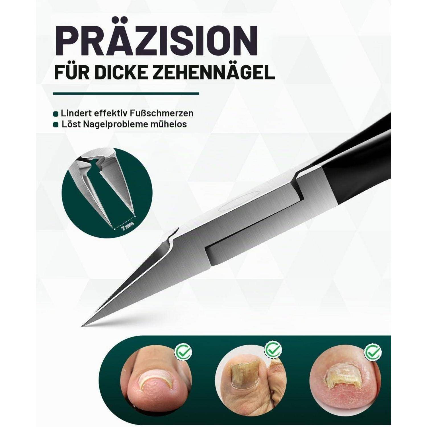 FVION Nagelzange Profi gerade Klinge Edelstahl Schwarz
