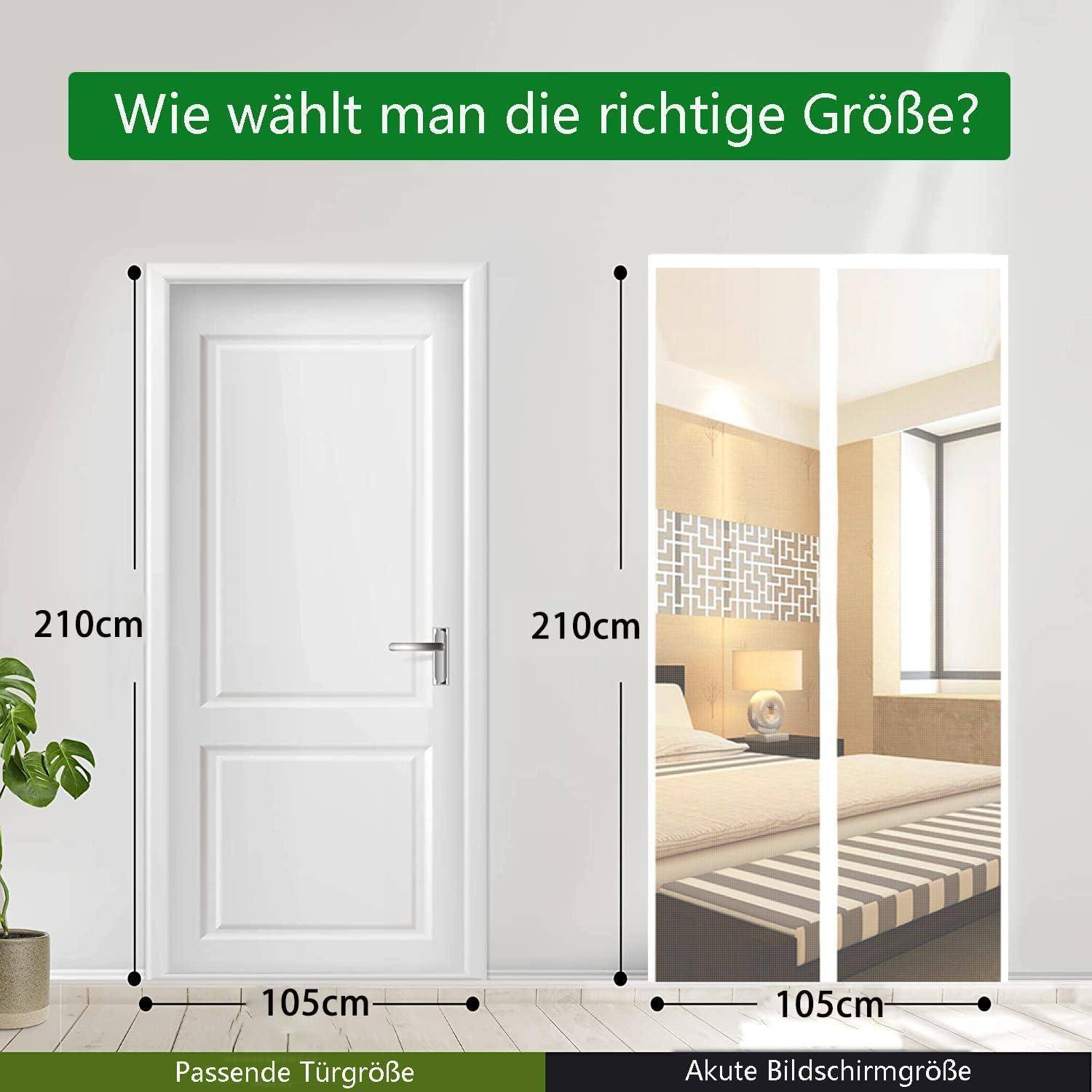 Fliegengitter Balkontür 105x210cm Magnetisch Verstärkt Ohne Bohren Weiß