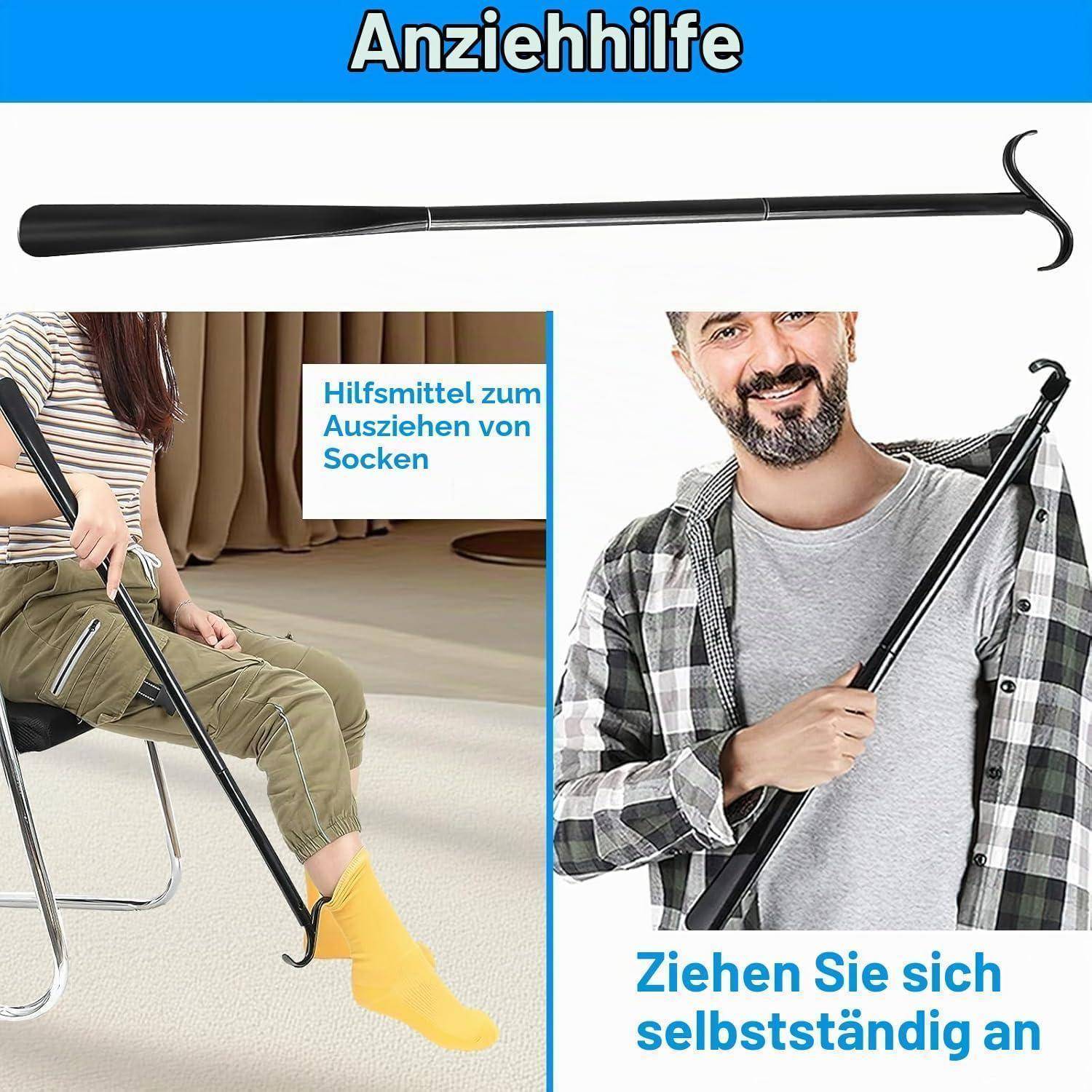 Schuhlöffel Teleskop 3-in-1 62-90cm mit S-Haken