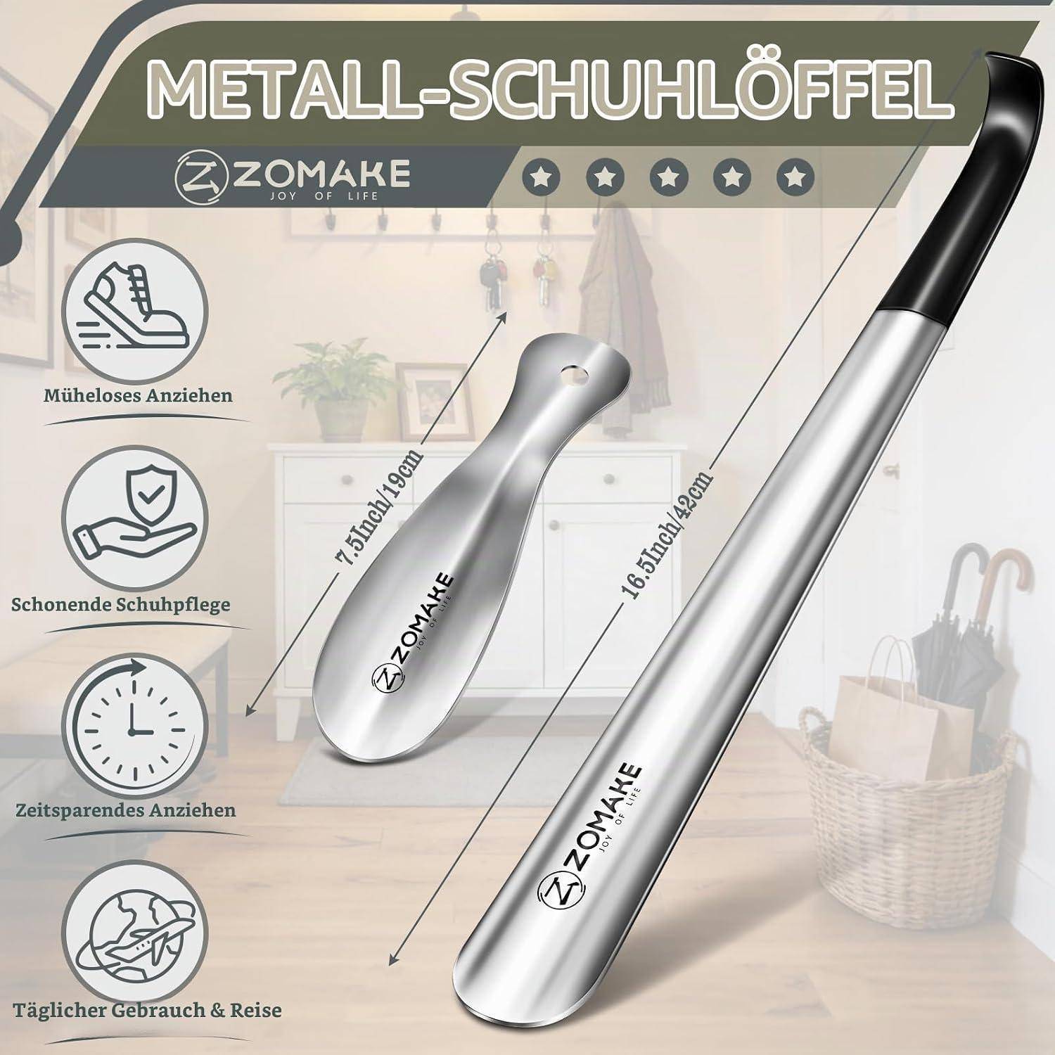 Schuhlöffel-Set 2er Silber 42cm & 19cm Edelstahl