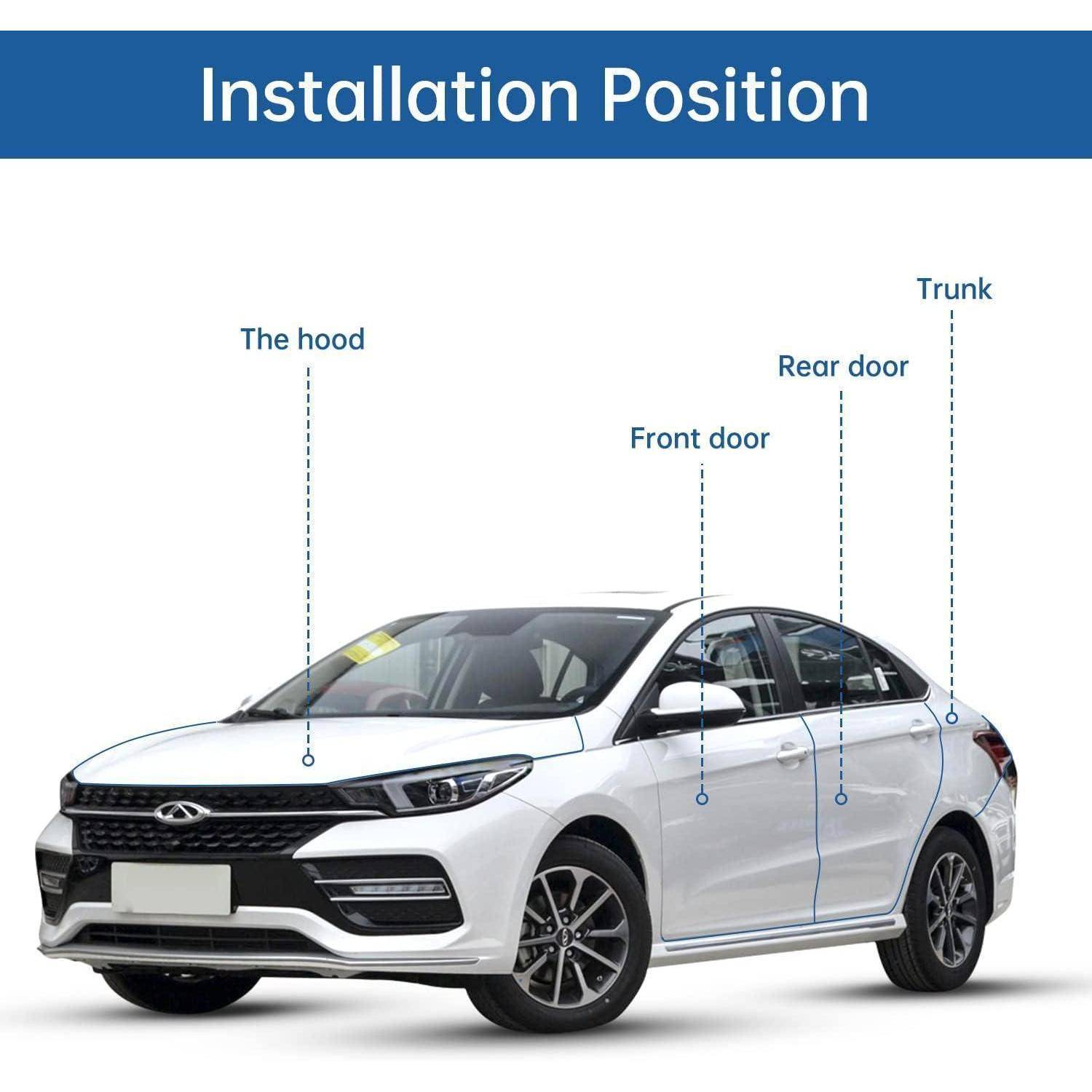 Diagramm eines Autos mit der Bezeichnung „Installationsposition