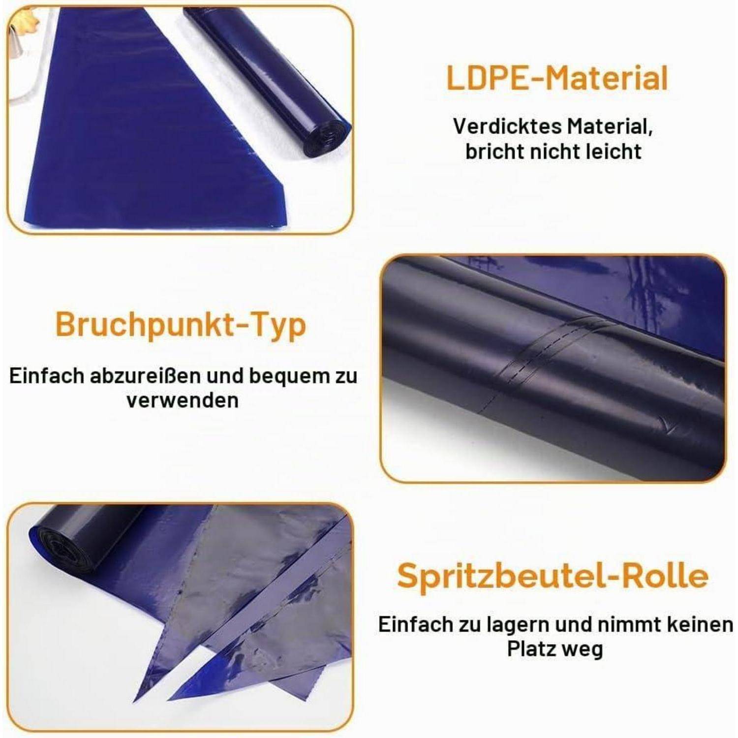 50x Einweg Spritzbeutel 52x25cm Extra Dick LDPE Lebensmittelqualität