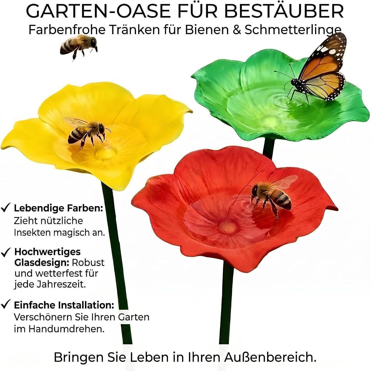 Vogeltränke 3 Stück Metall Winterfest Insekten- &amp; Bienentränke Gartenstecker