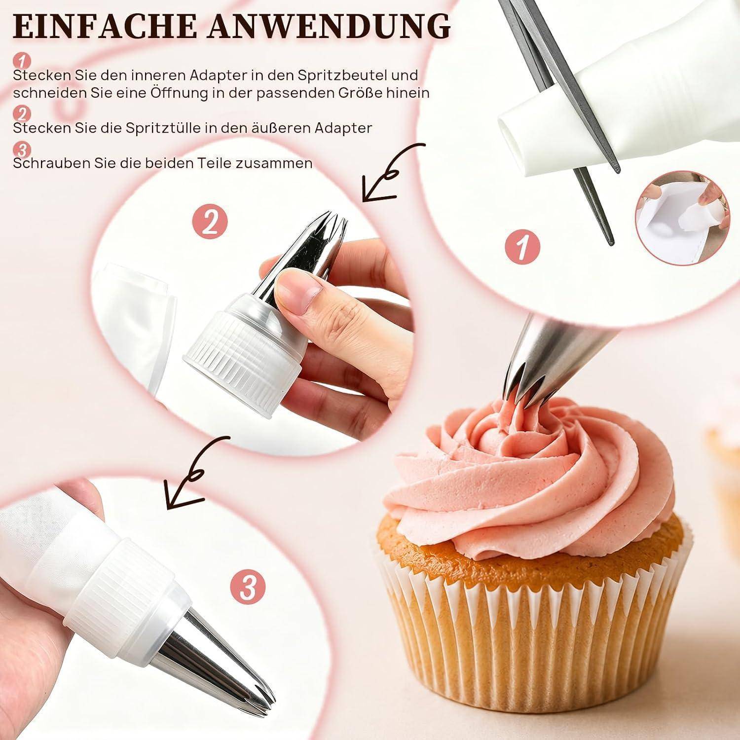 Spritzbeutel Set 12-teilig mit 7 Tüllen Baumwolle Edelstahl 35cm
