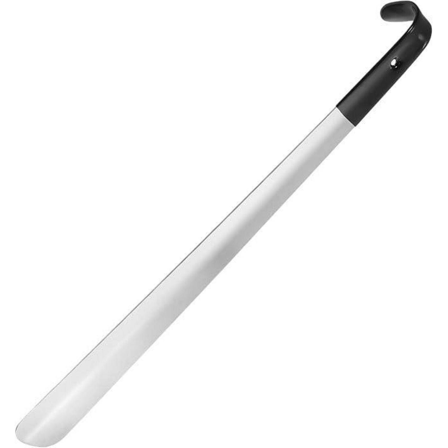 Metallschuhlöffel 42 cm lang mit Gummihandgriff Weiß