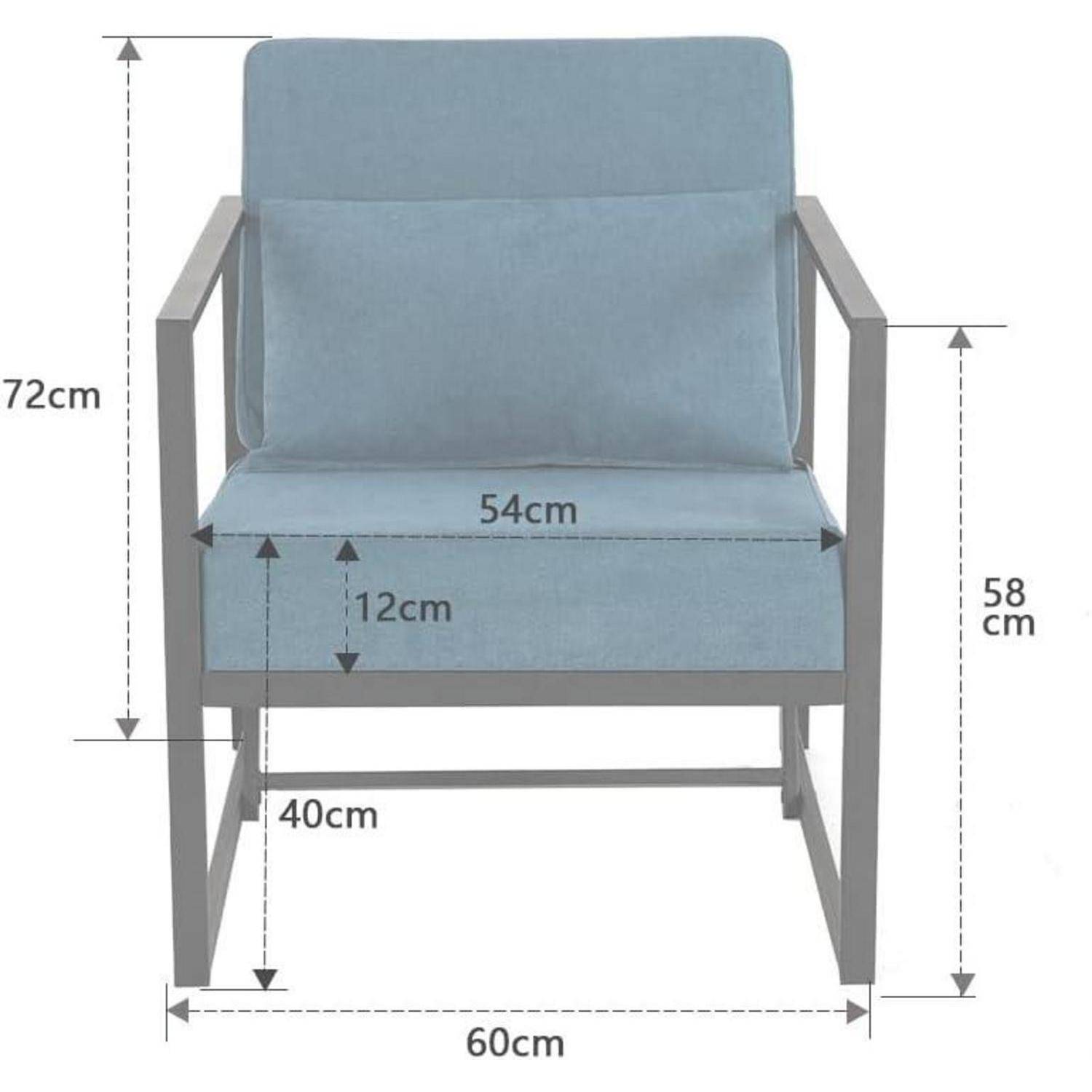 2er Set Sessel Blau Leinen Eisengestell 60x72x72cm