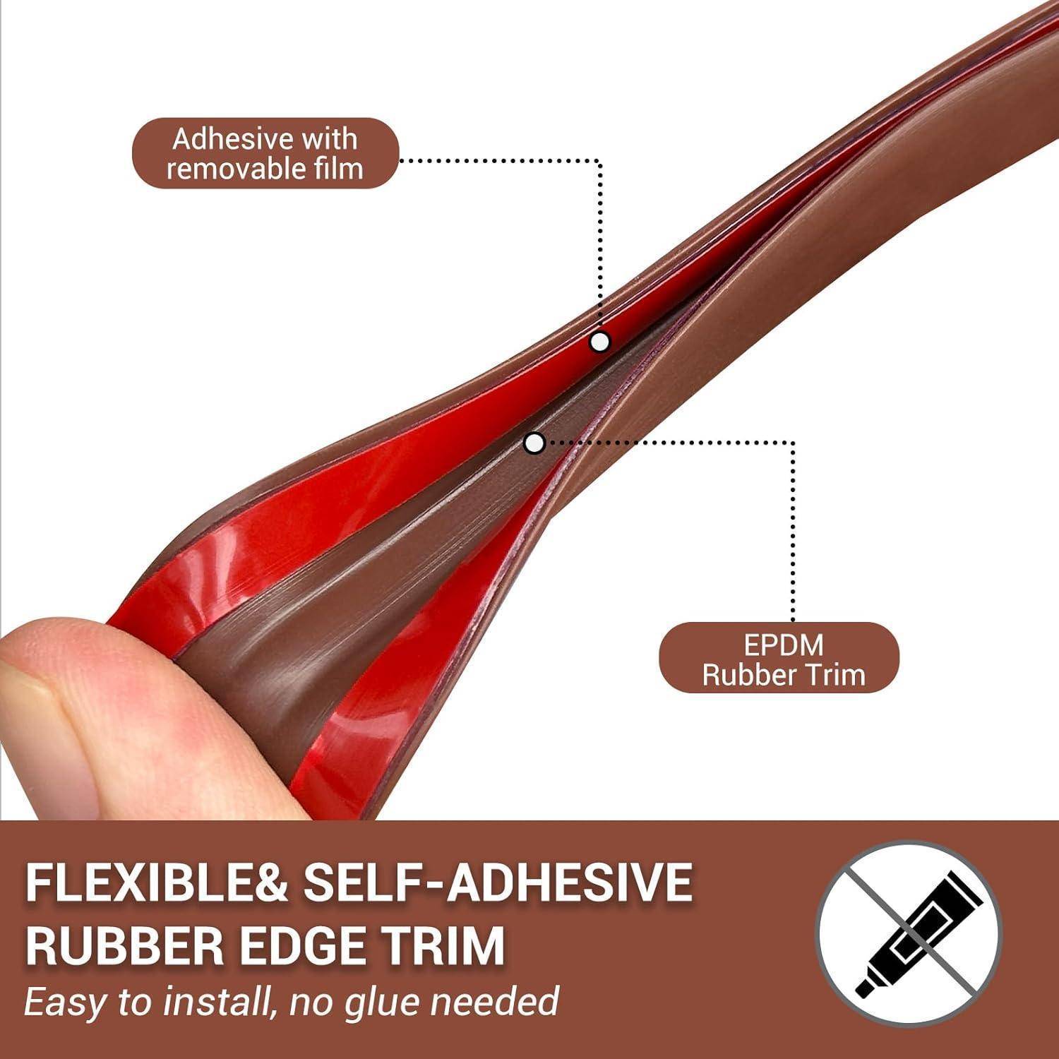 Gummi-Kantenverkleidung 3m Braun 1mm U-Profil selbstklebend EPDM