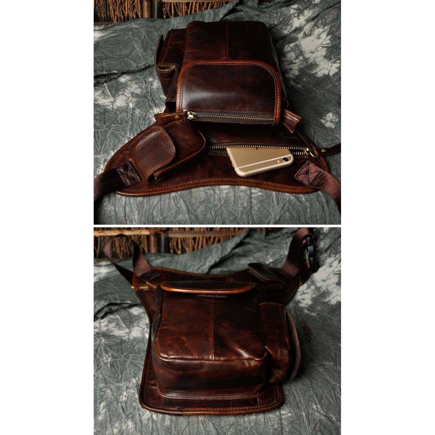 Herren Beintasche echtes Leder Kaffeebraun 3106