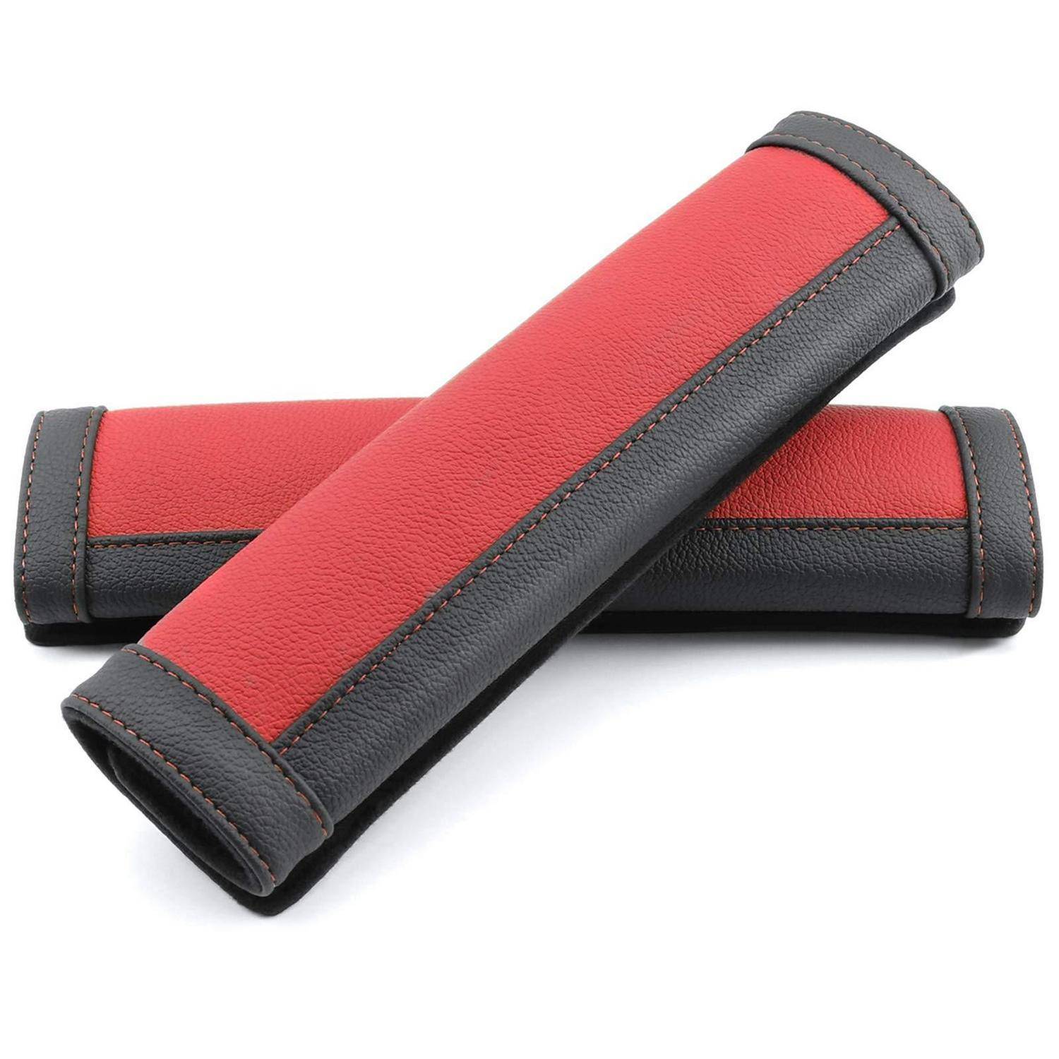 COFIT Gurtpolster Auto Mikrofaser Leder 2 Stück Rot