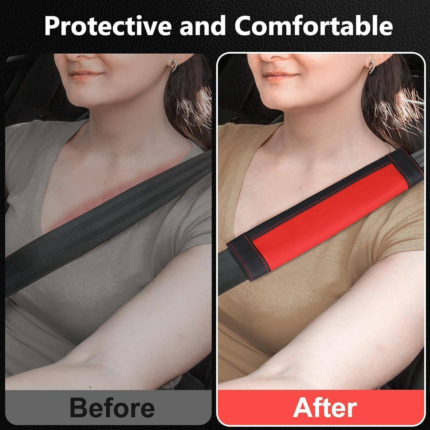 COFIT Gurtpolster Auto Mikrofaser Leder 2 Stück Rot