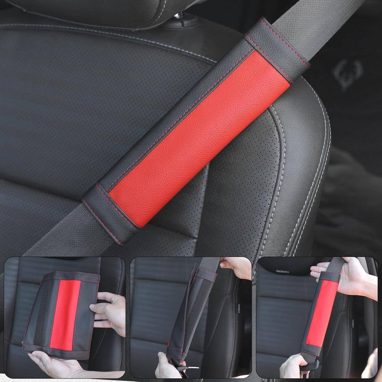 COFIT Gurtpolster Auto Mikrofaser Leder 2 Stück Rot