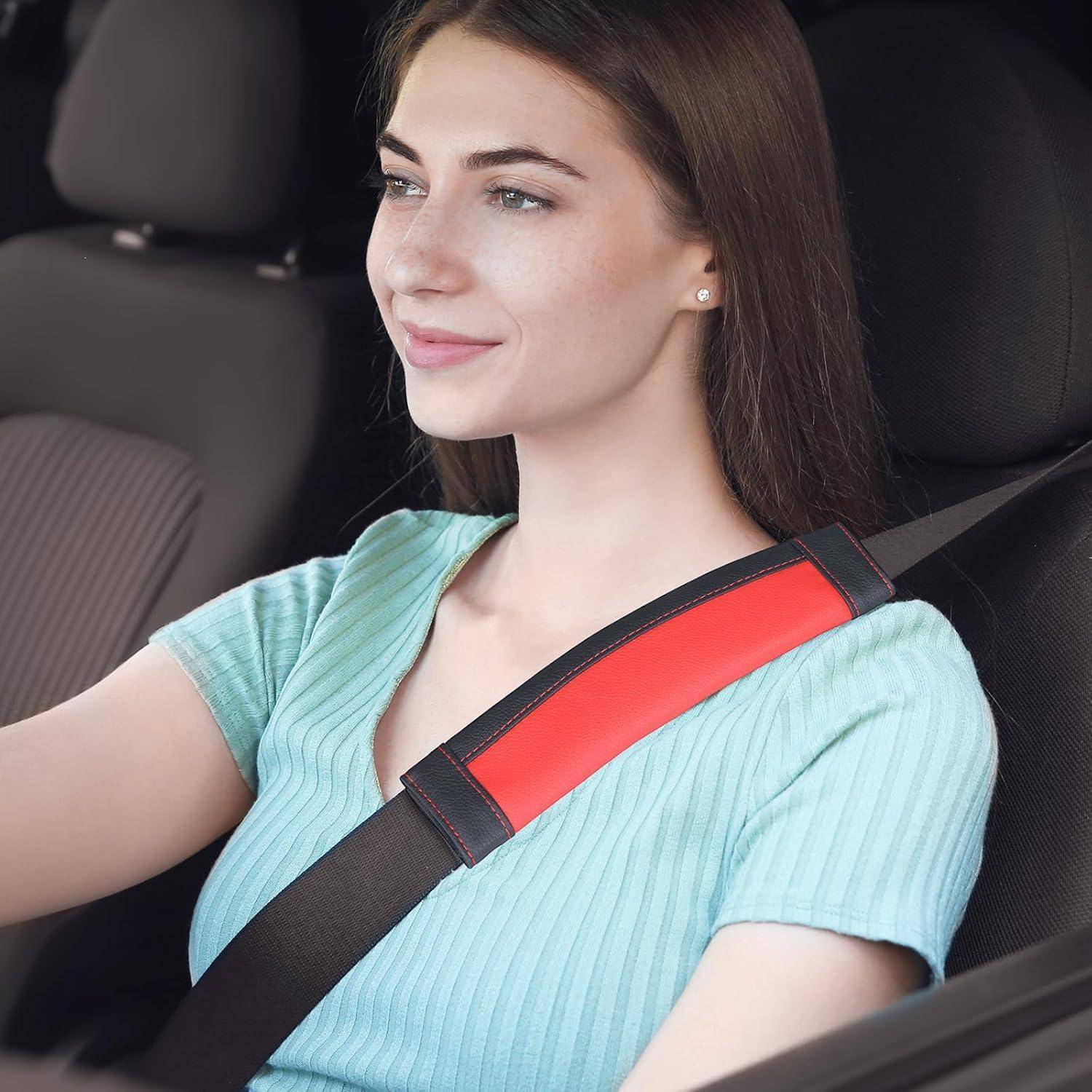 COFIT Gurtpolster Auto Mikrofaser Leder 2 Stück Rot