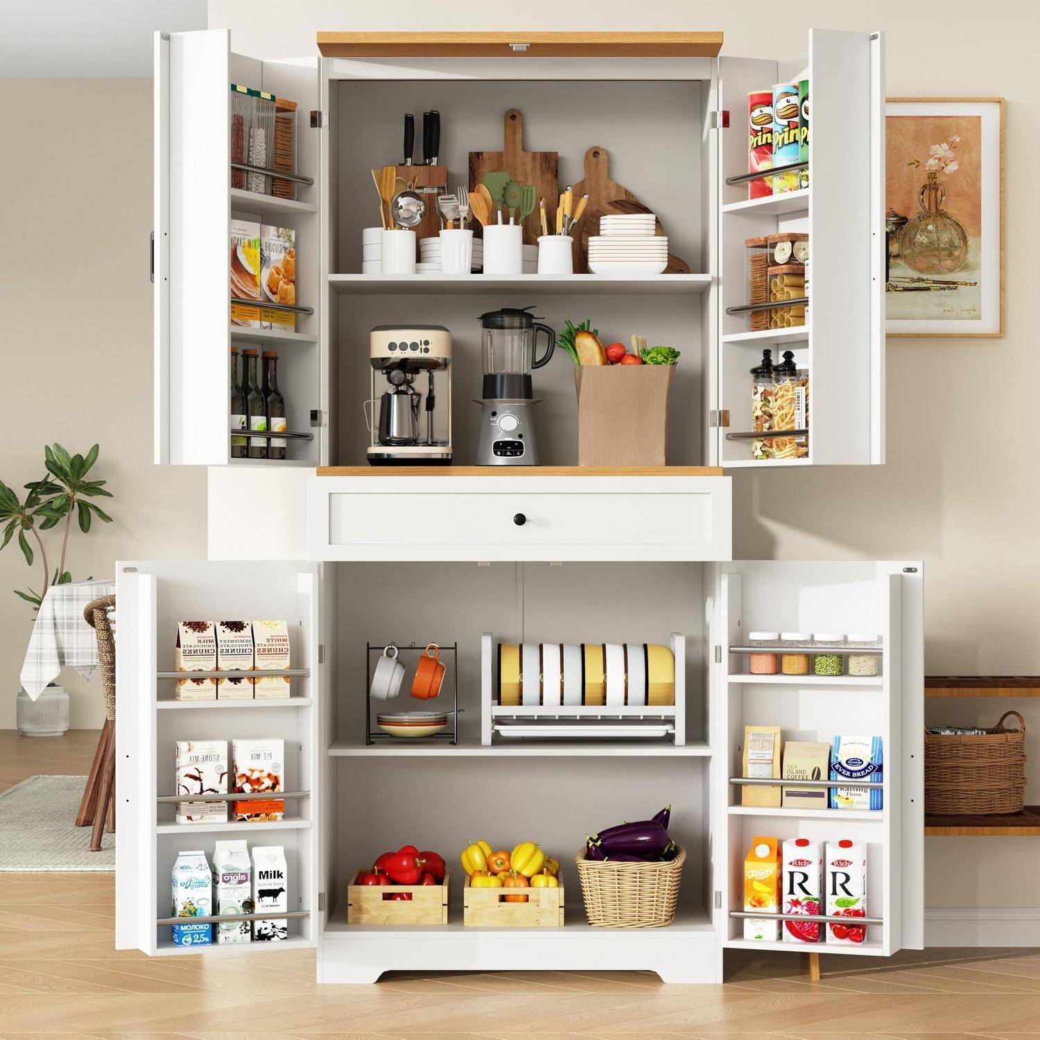 Küchenschrank 80x40x180cm MDF/Spanplatte mit 12 Fächern