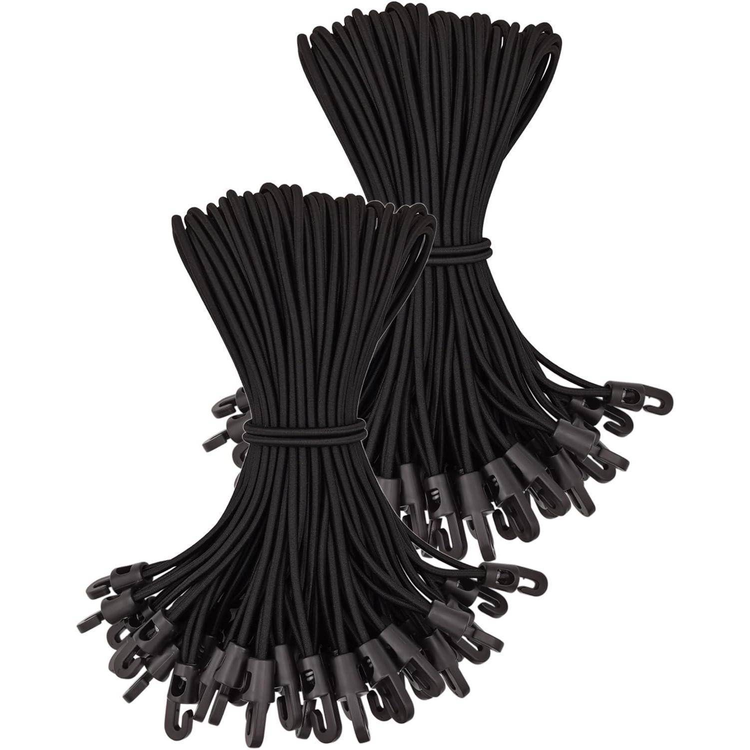 Spanngummi mit Haken 100 Stk. 25 cm Schwarz