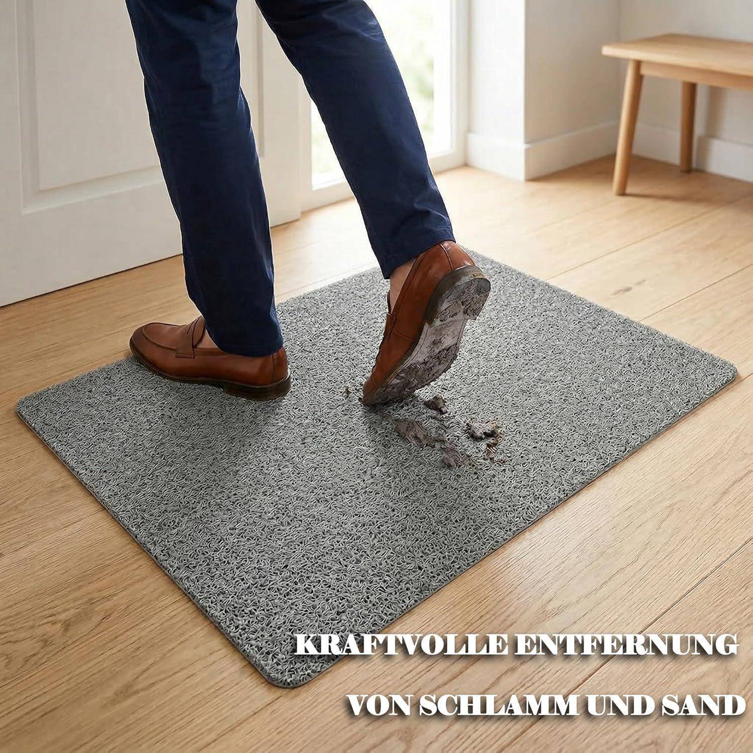 Duschmatte rutschfest 60x40cm PVC Luffa mit Ablauf Grau