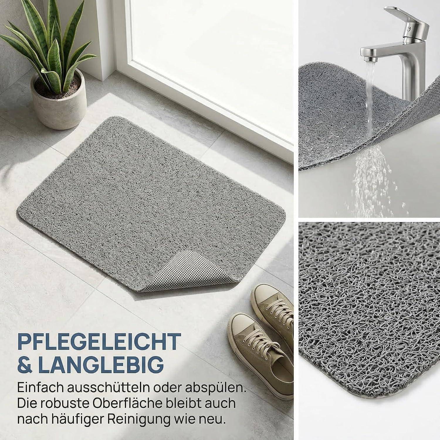 Duschmatte rutschfest 60x40cm PVC Luffa mit Ablauf Grau