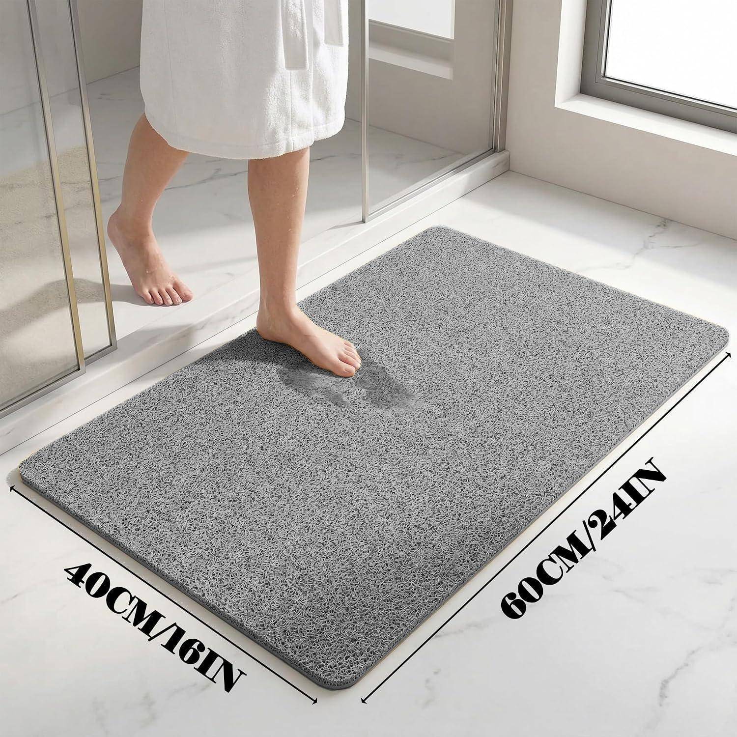 Duschmatte rutschfest 60x40cm PVC Luffa mit Ablauf Grau