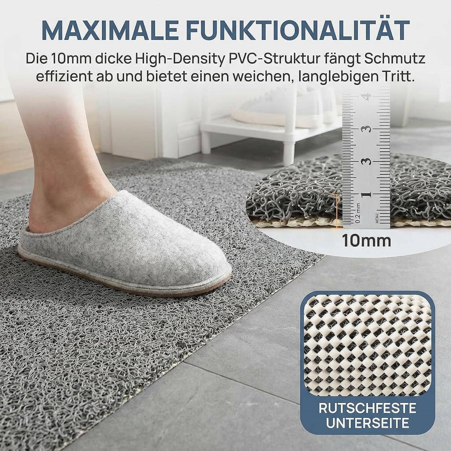 Duschmatte rutschfest 60x40cm PVC Luffa mit Ablauf Grau