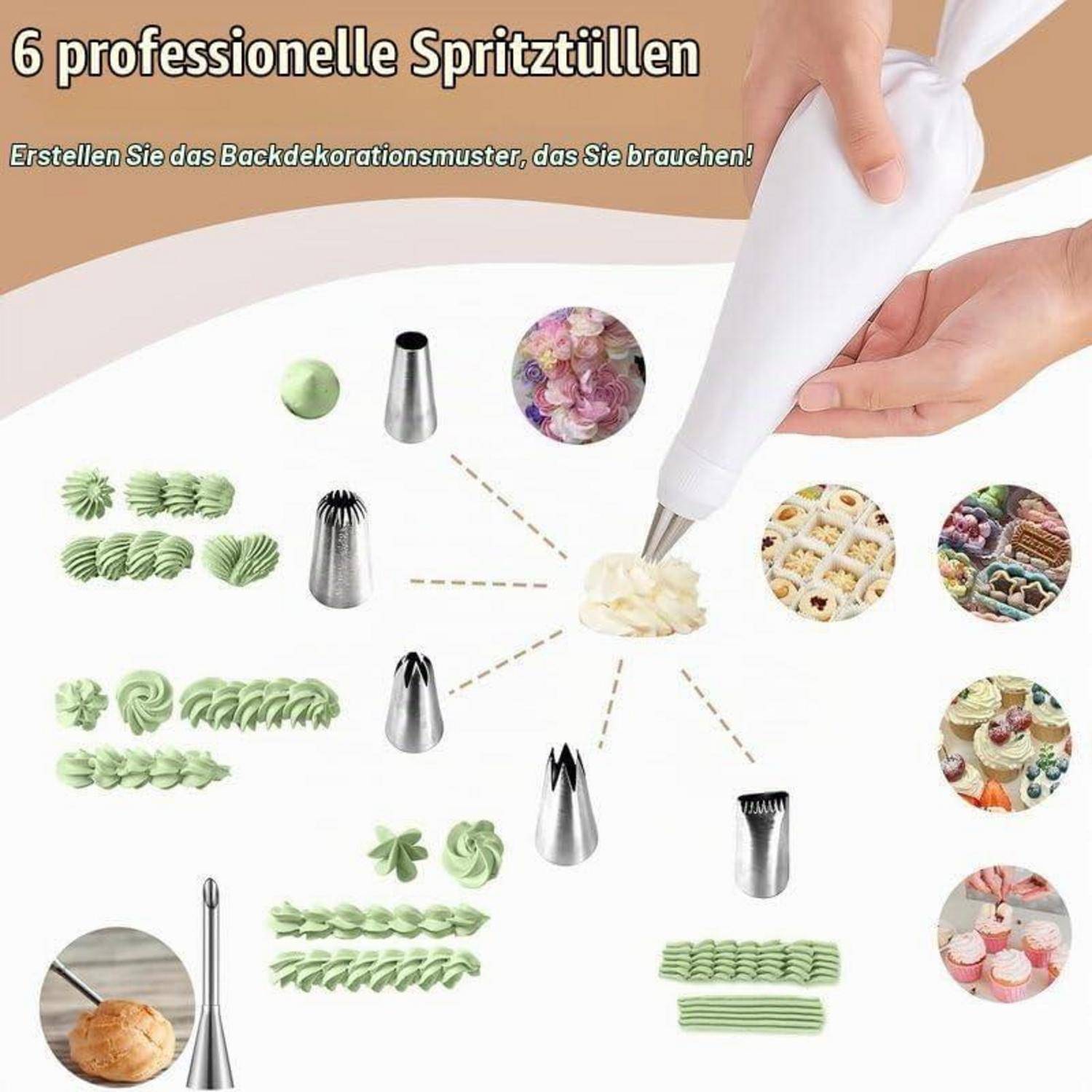 Spritzbeutel Set 11tlg. mit Tüllen und Bürste