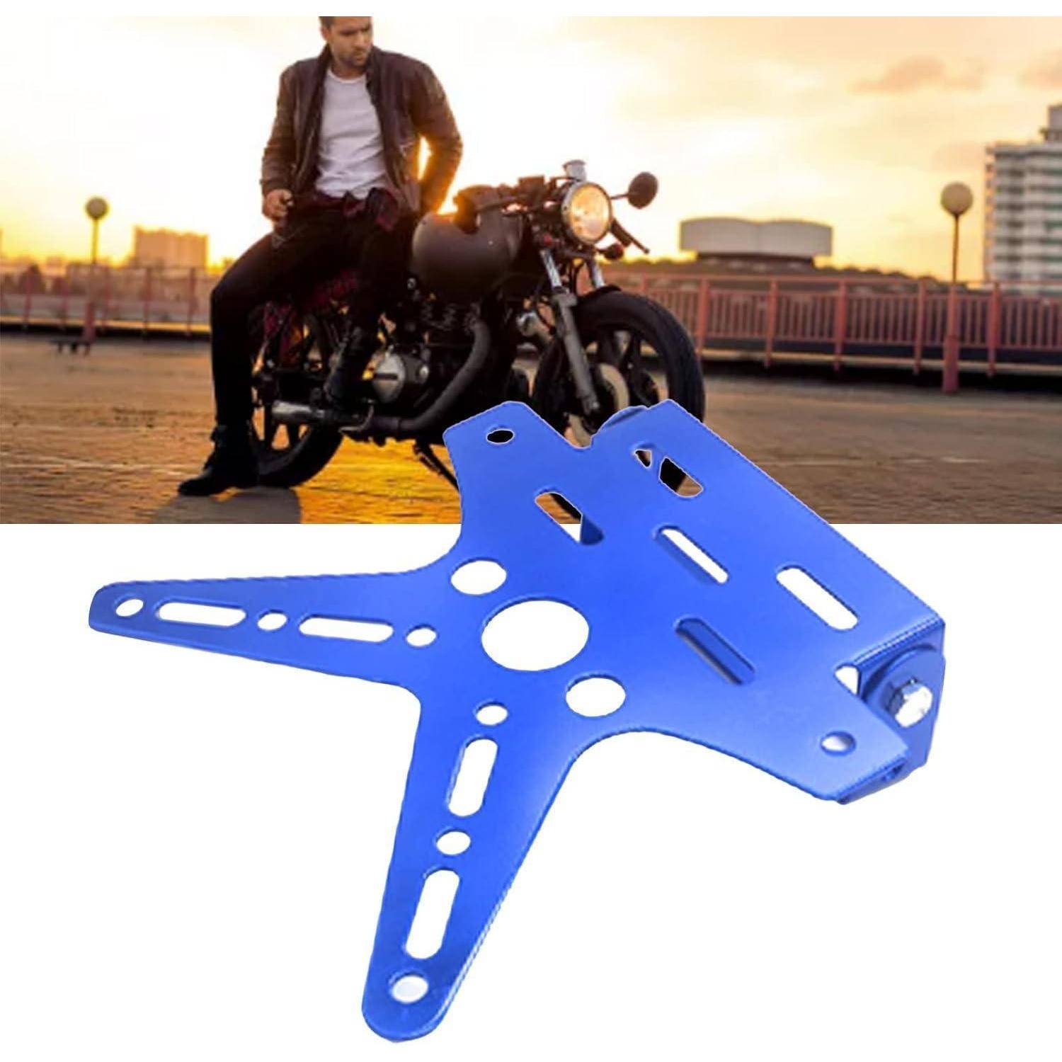 Motorrad Kennzeichenhalterung Blau Verstellbar Aluminium Universal
