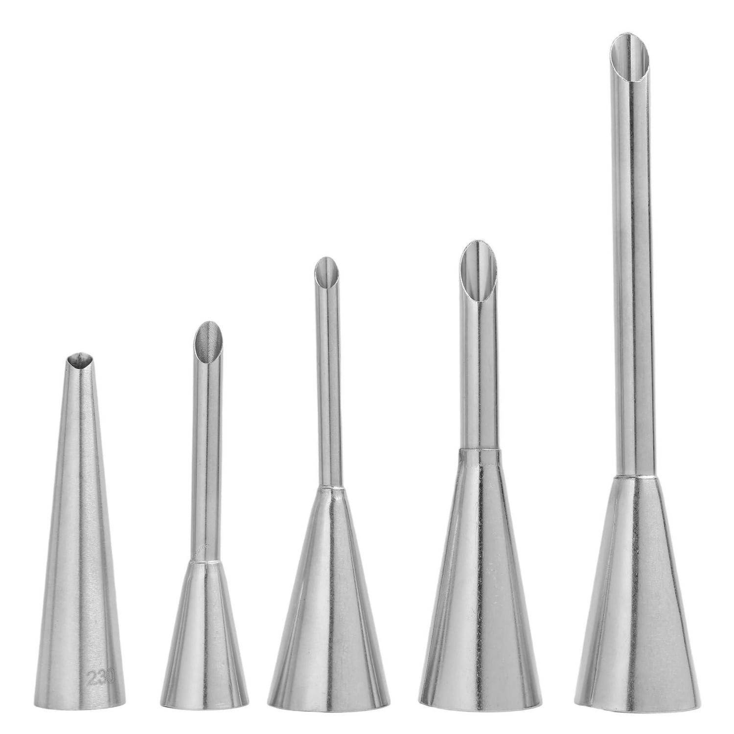 5er Set Spritztüllen Edelstahl für Marmelade & Sahne