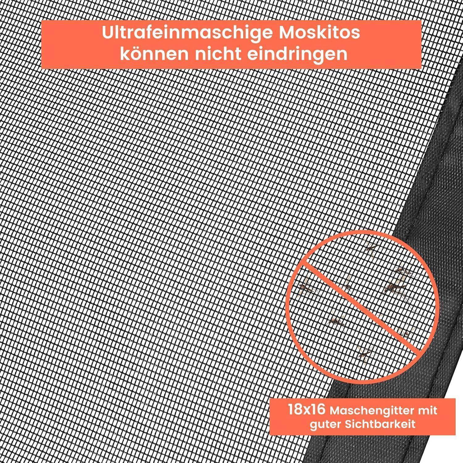 Fliegengitter Doppeltür 120x245cm Schwarz mit starken Magneten