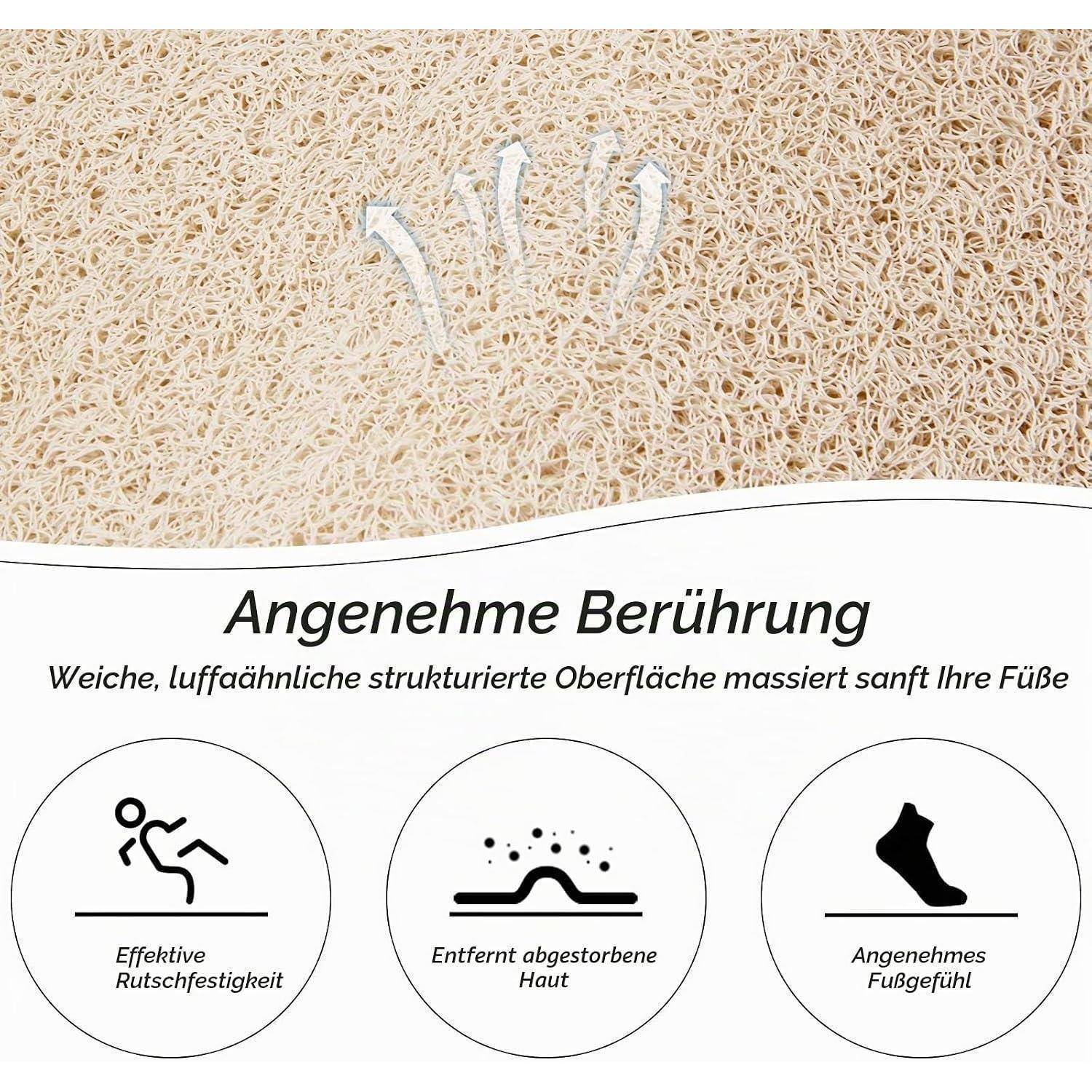 Duschmatte PVC rutschfest 50x80cm beige Luffa-Struktur maschinenwaschbar
