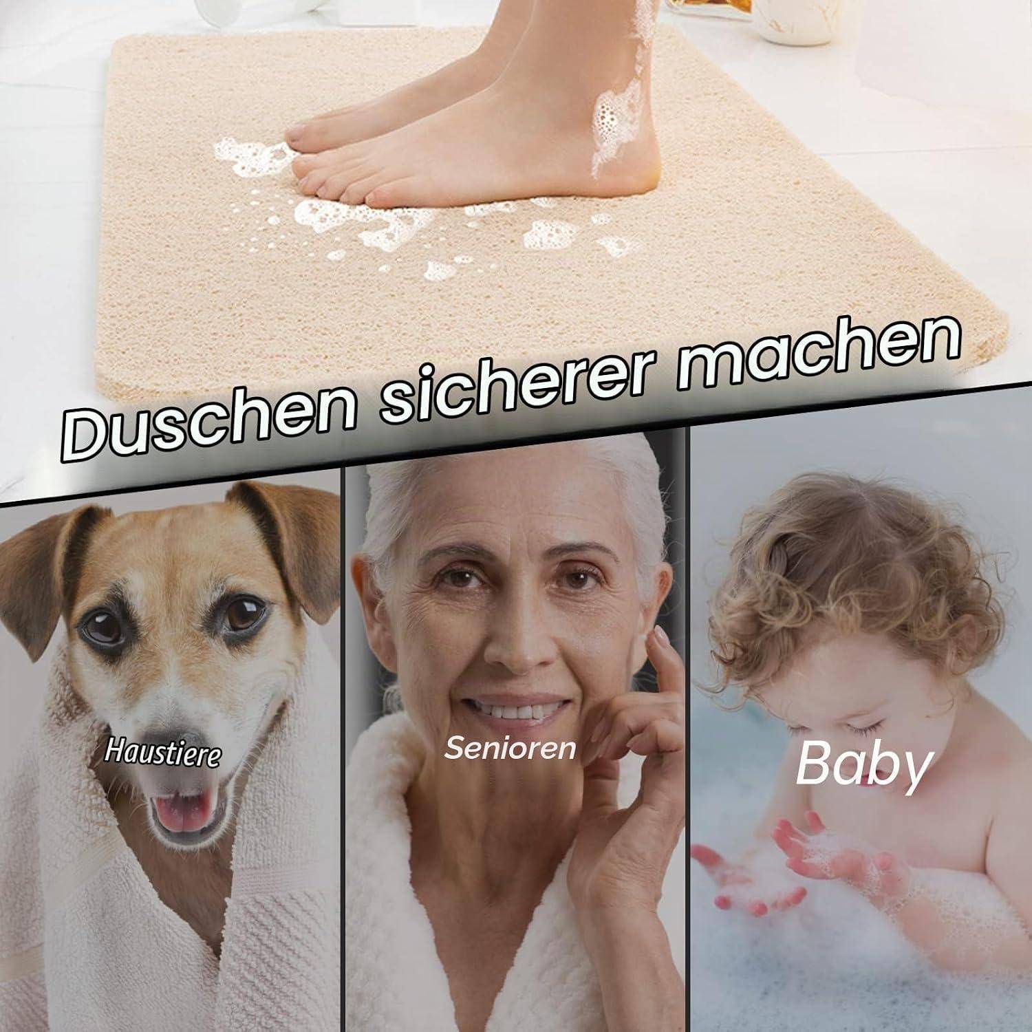 Duschmatte PVC rutschfest 50x80cm beige Luffa-Struktur maschinenwaschbar