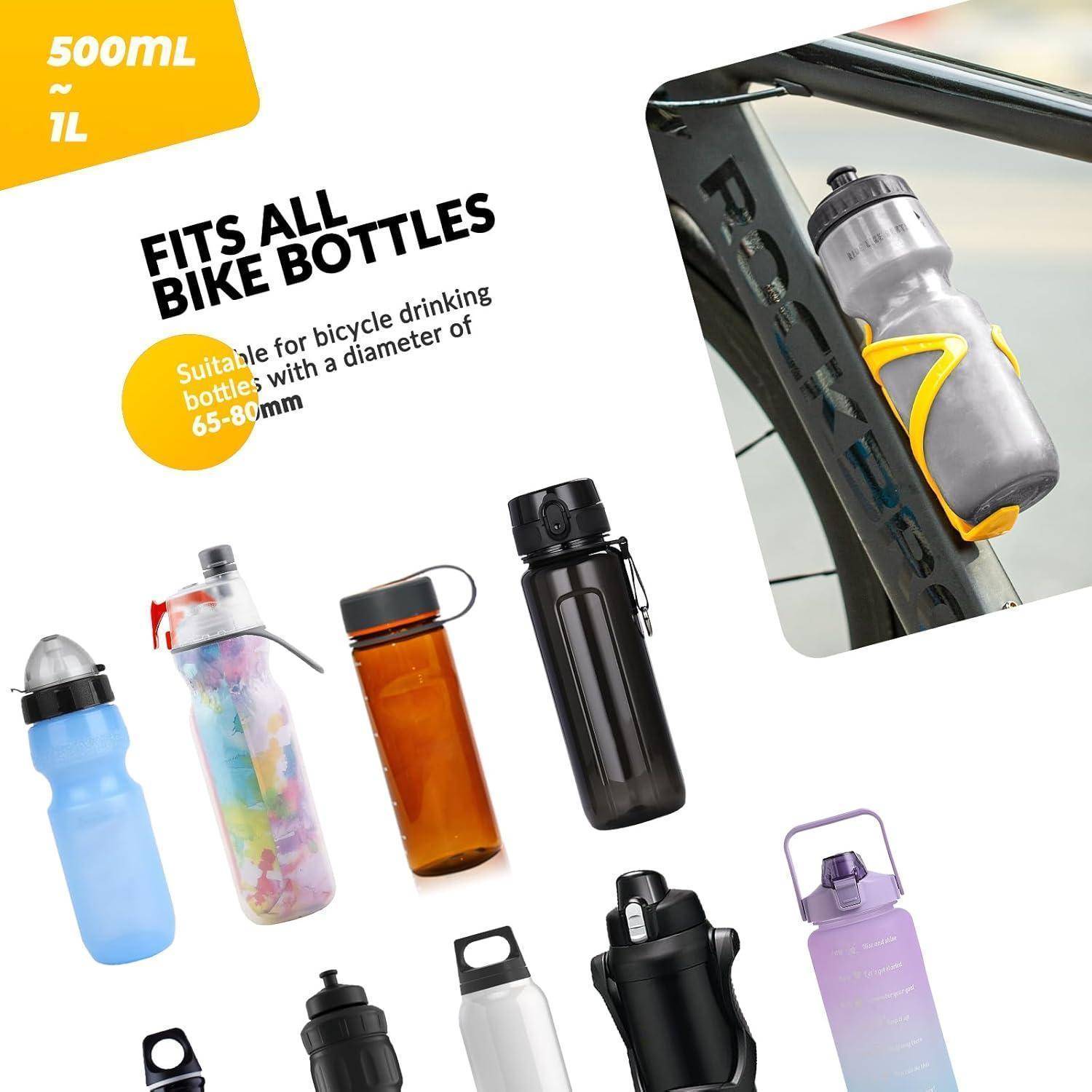ROCKBROS Fahrrad Flaschenhalter 2er-Pack Gelb PC Leichtgewicht