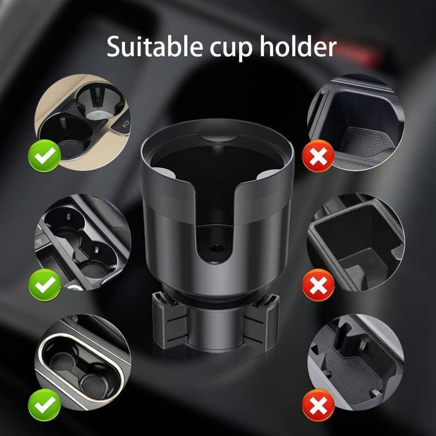 Auto Getränkehalter Expander mit verstellbarer Basis und Untersetzer