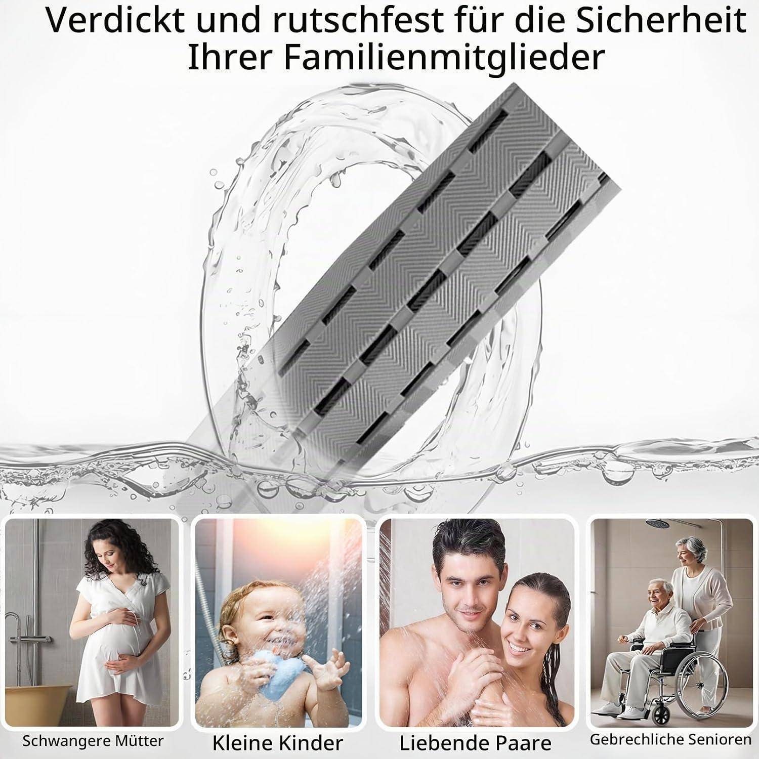 easyBee Duschmatte 70x40cm Grau Antirutsch Schimmelresistent BPA-frei