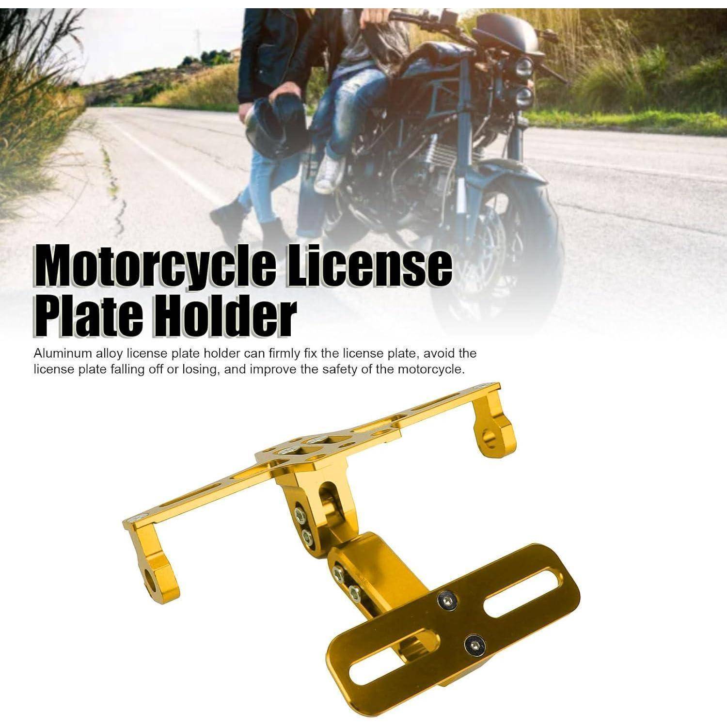Motorrad Kennzeichenhalter Universal CNC Aluminium Verstellbar Gold