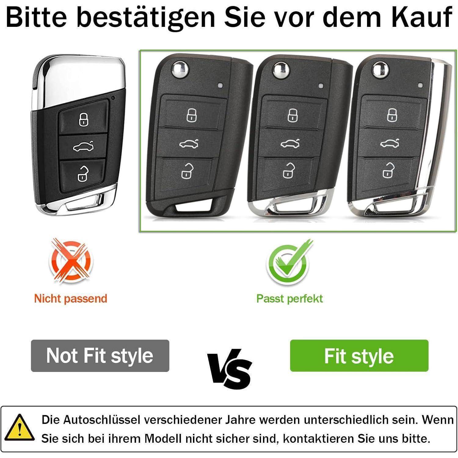 Vergleichsbild von Autoschlüsselanhängern mit einem nicht passenden 