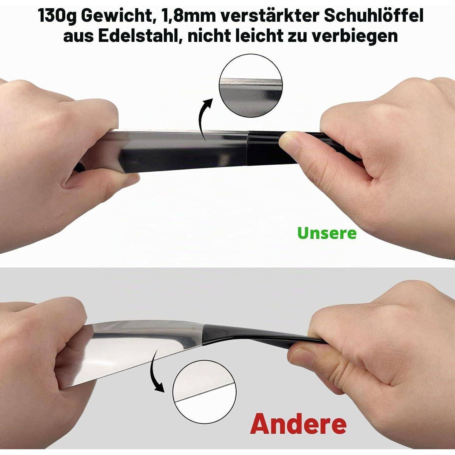 Vergleichsbild zeigt, dass der Stahlöffel 