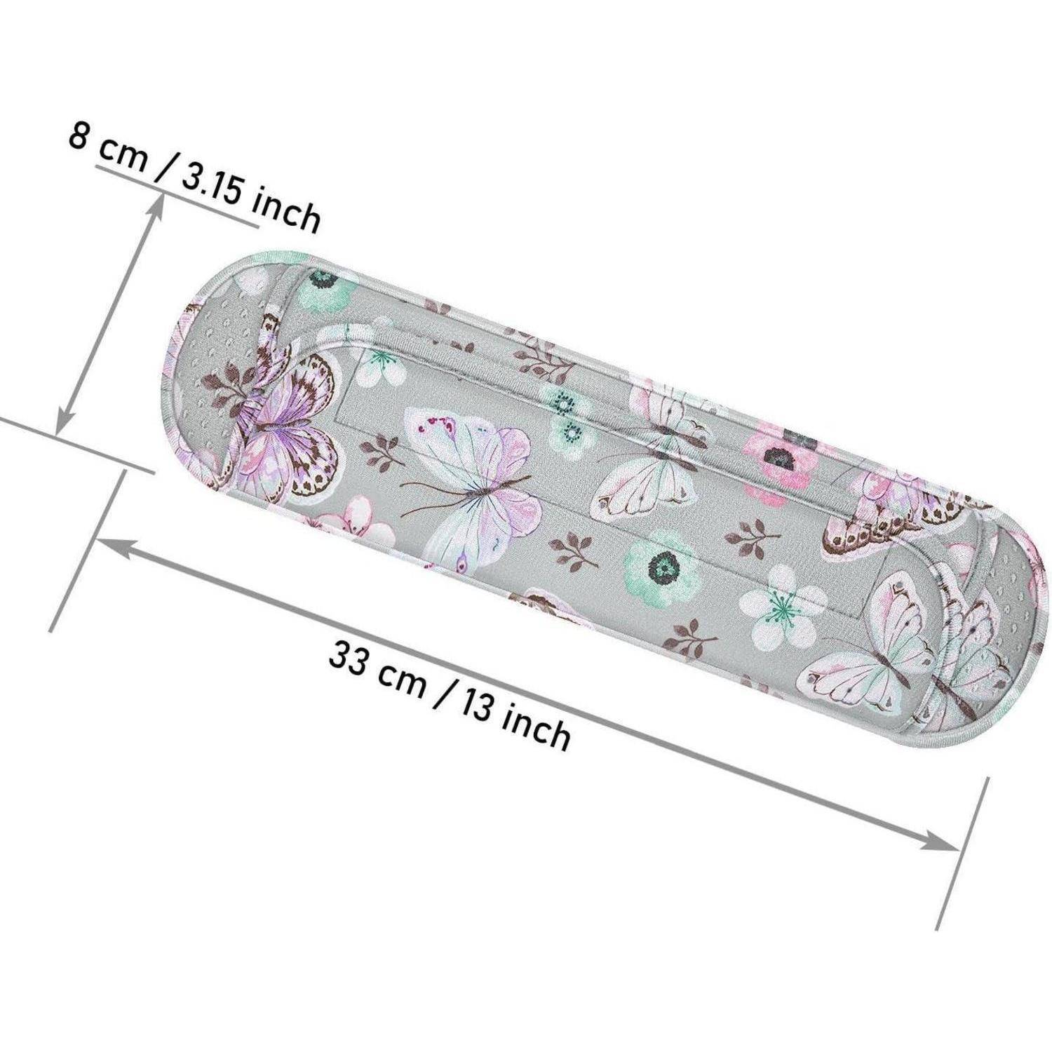 Zylindrisches Aufbewahrungskästchen mit Blumenmuster, dargestellt mit Abmessungen: 33 cm (13 Zoll) lang und 8 cm (3,15 Zoll) breit.