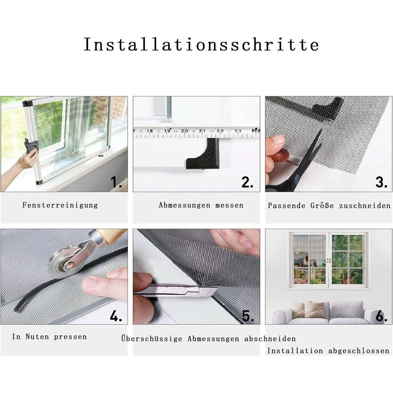 Fliegengitter Ersatznetz Glasfaser 120x250cm Schwarz