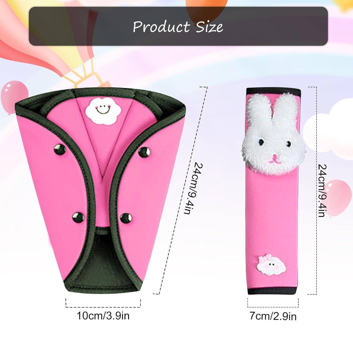 Größentabelle für Produkte mit einer rosa Haustierweste und einer rosa Kaninchenröhrenhülle, beide 24 cm hoch; die Weste ist 10 cm breit und die Röhrenhülle ist 7 cm breit.