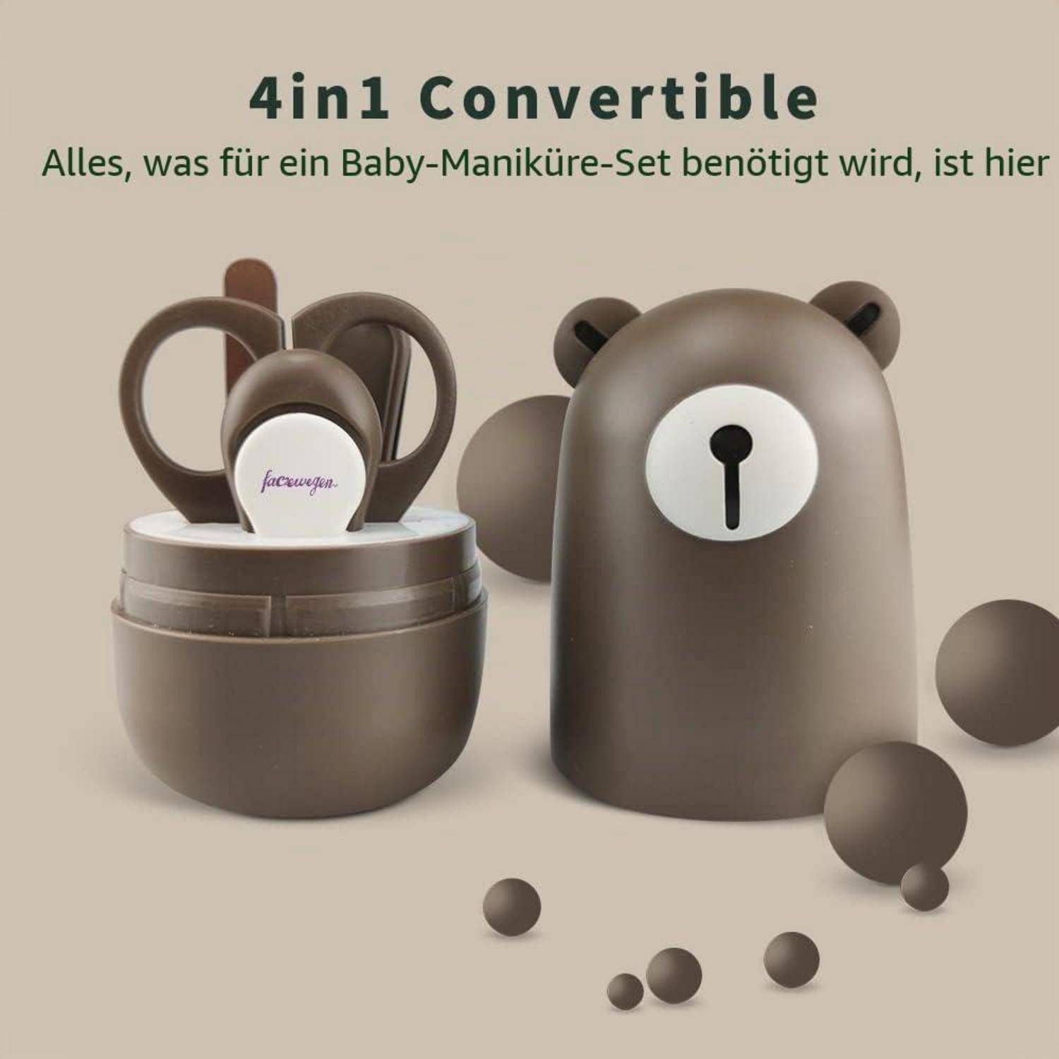 Baby Nagelpflege Set Bär Coffee 5-teilig Edelstahl ABS