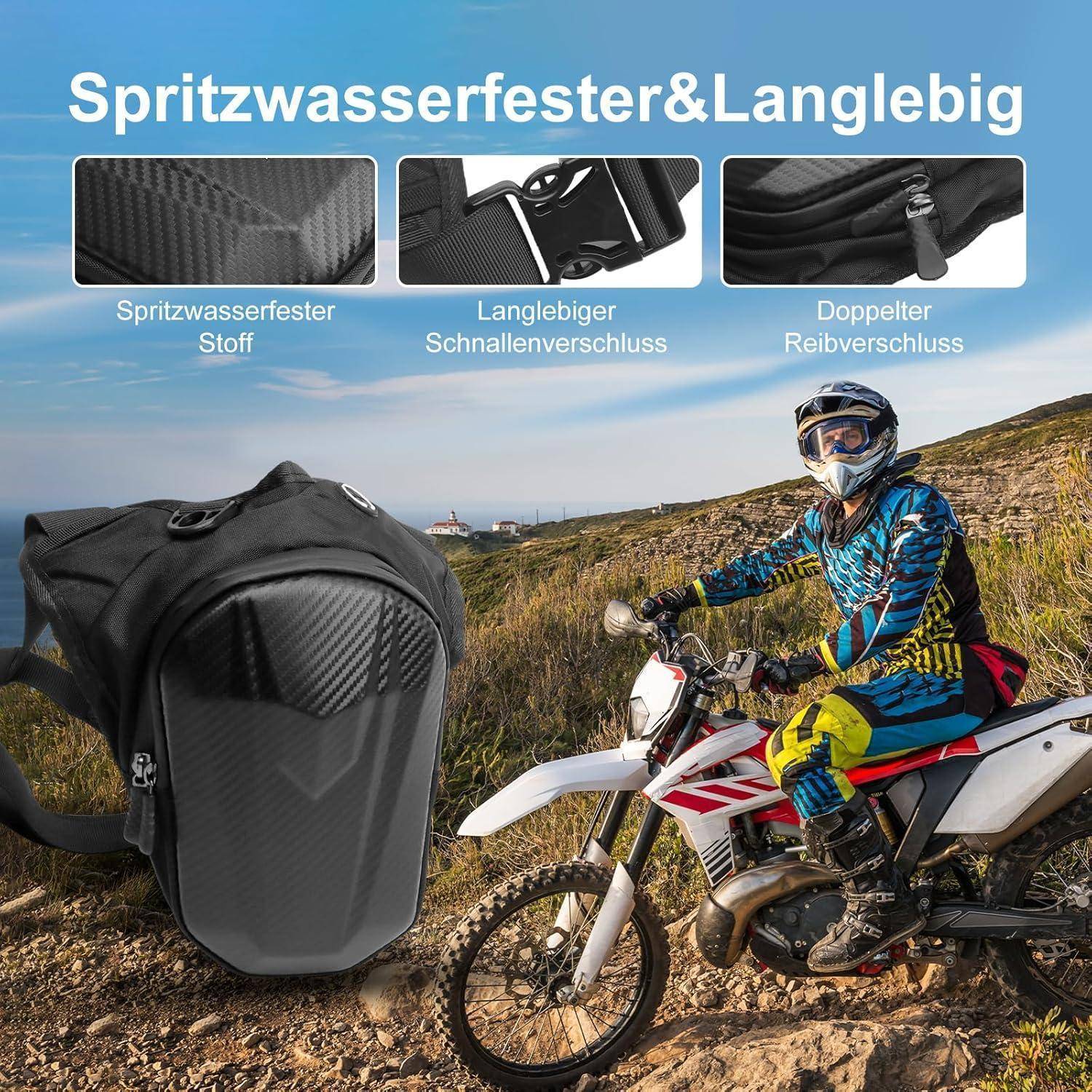 Beintasche Motorrad wasserdicht mit Hartschale Schwarz