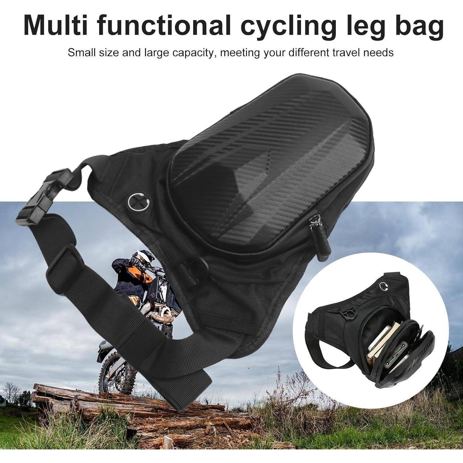 Schwarze multifunktionale Fahrradalterrucksack mit verstellbarem Riemen und Reißverschlussfach, shown in Gebrauch zum Reisen und Lagern, mit Ausschnitt zeigt seine Größe und Kapazität.