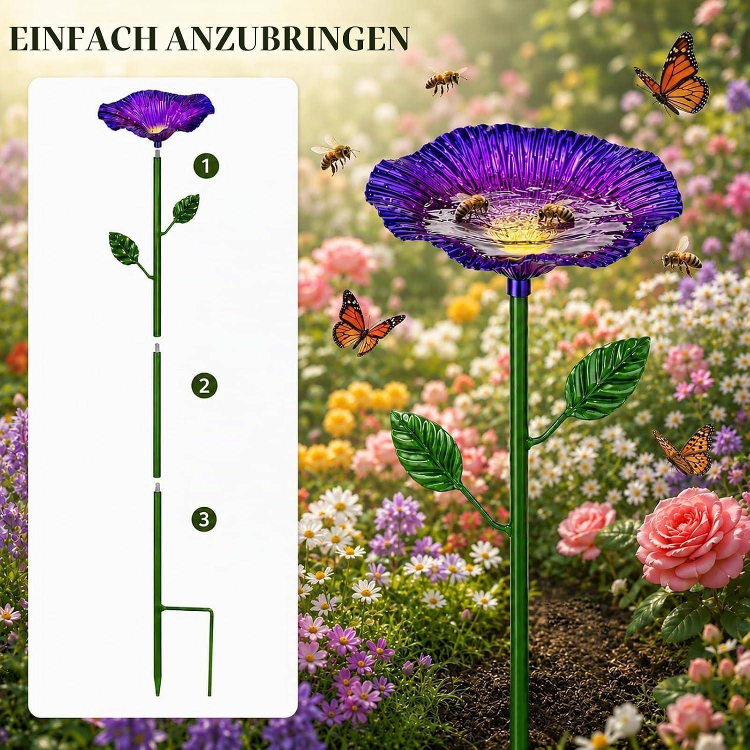 Illustration eines violetten Blumengartenstabes mit der Beschriftung 