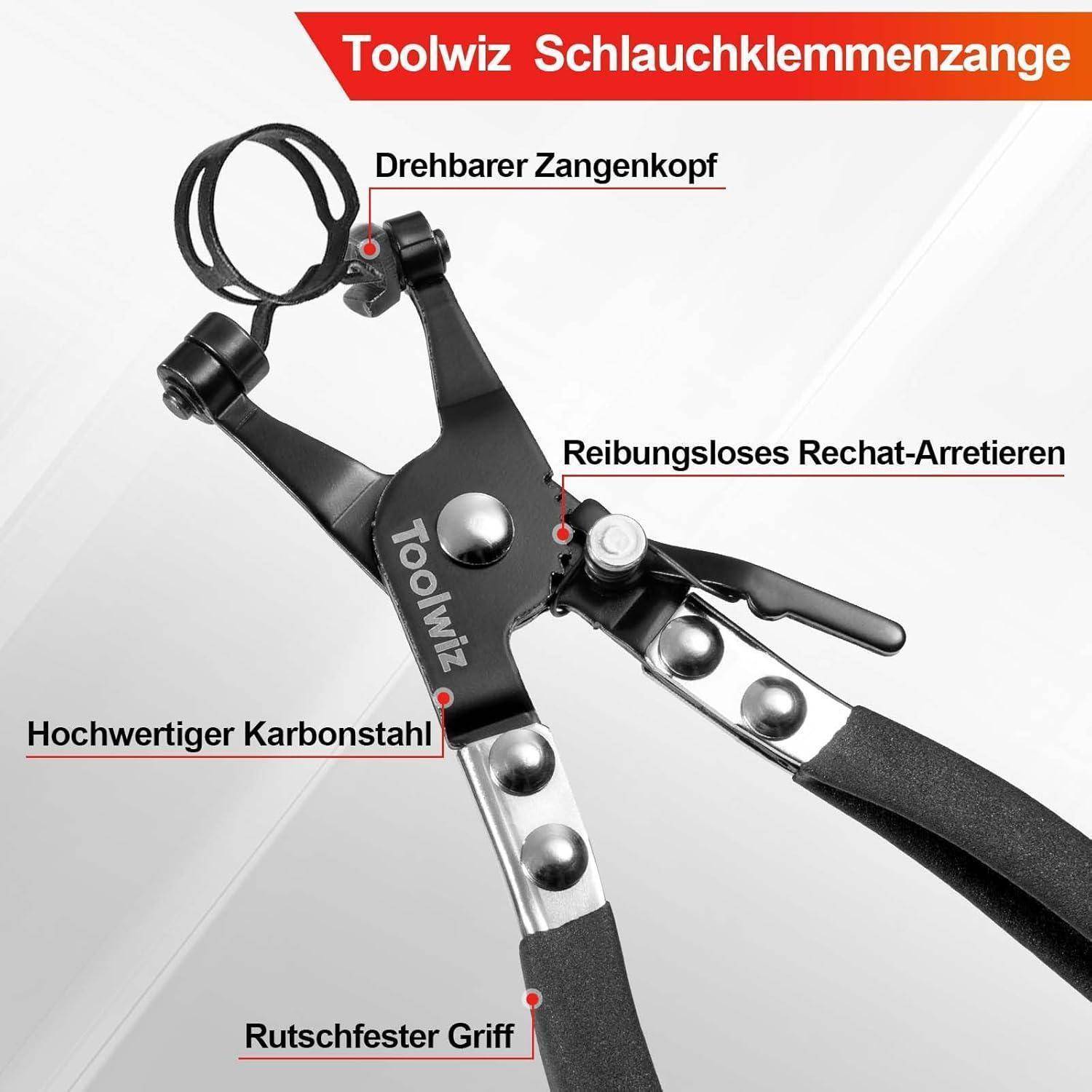 Toolwiz Schlauchklemmenzange für Ring- und Flachbandschellen